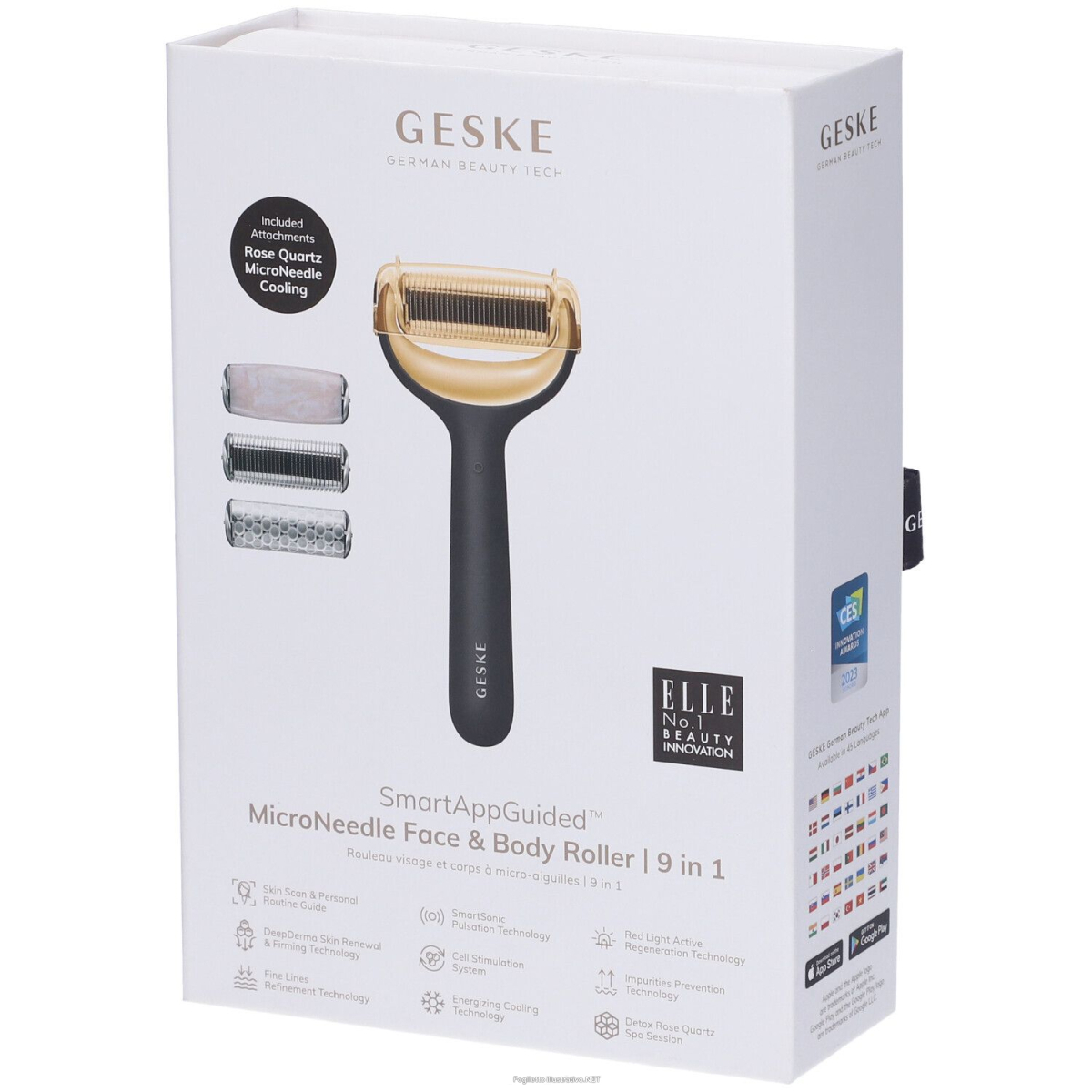 Acquista Online geske microneedle face & body roller | 9 in 1 grigio pz altro e Cerca il miglior prezzo