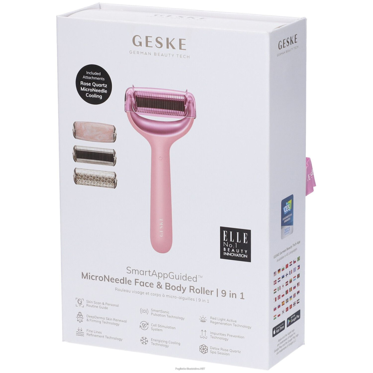 Acquista Online geske microneedle face & body roller | 9 in 1 rosa pz altro e Cerca il miglior prezzo