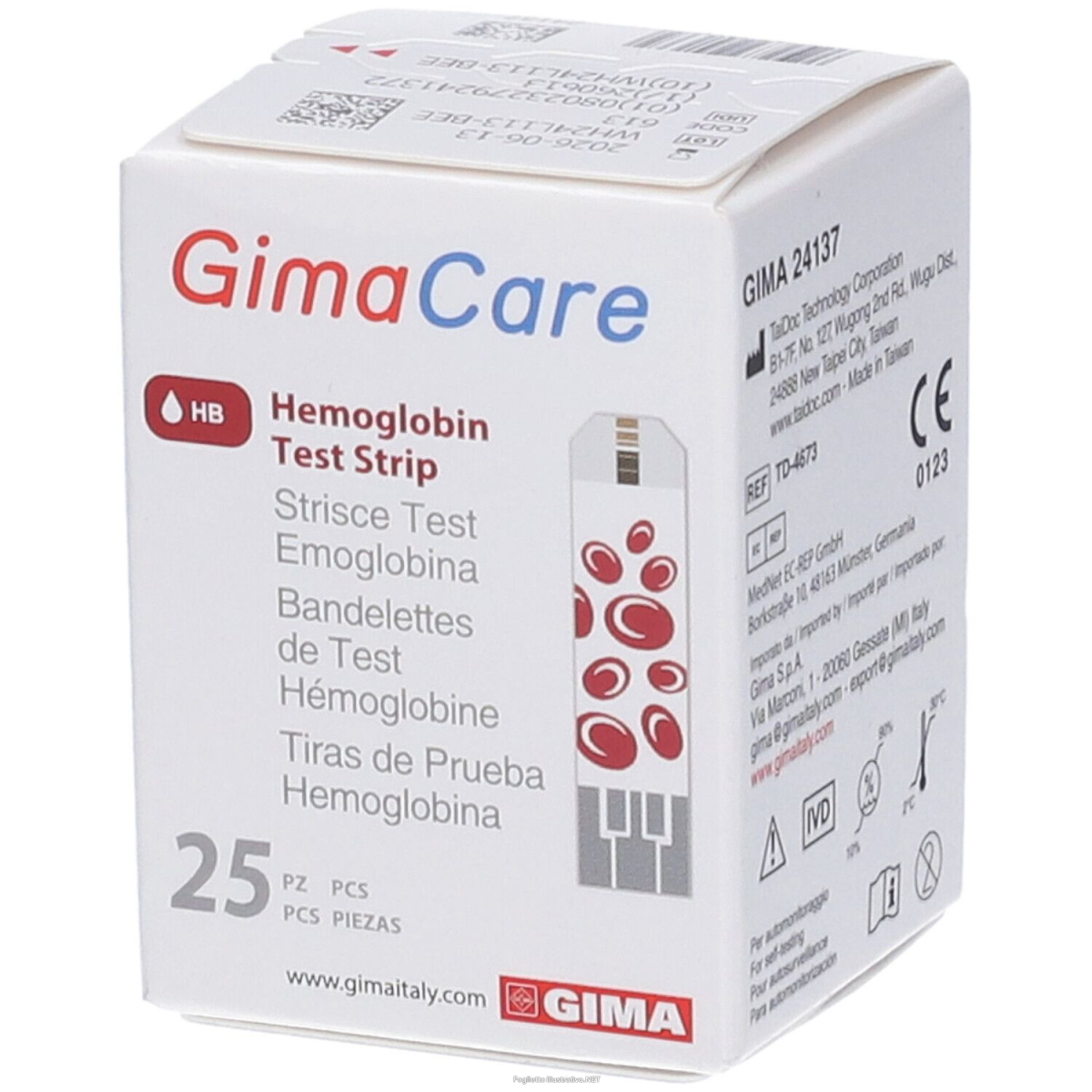 Acquista Online gima strisce reattive per la misurazione dell'emoglobina nel sangue 25 pezzi e Cerca il miglior prezzo
