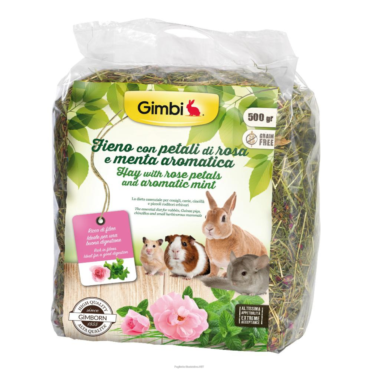 Acquista Online gimborn gimbi fieno roditori petali rosa menta 500gr e Cerca il miglior prezzo