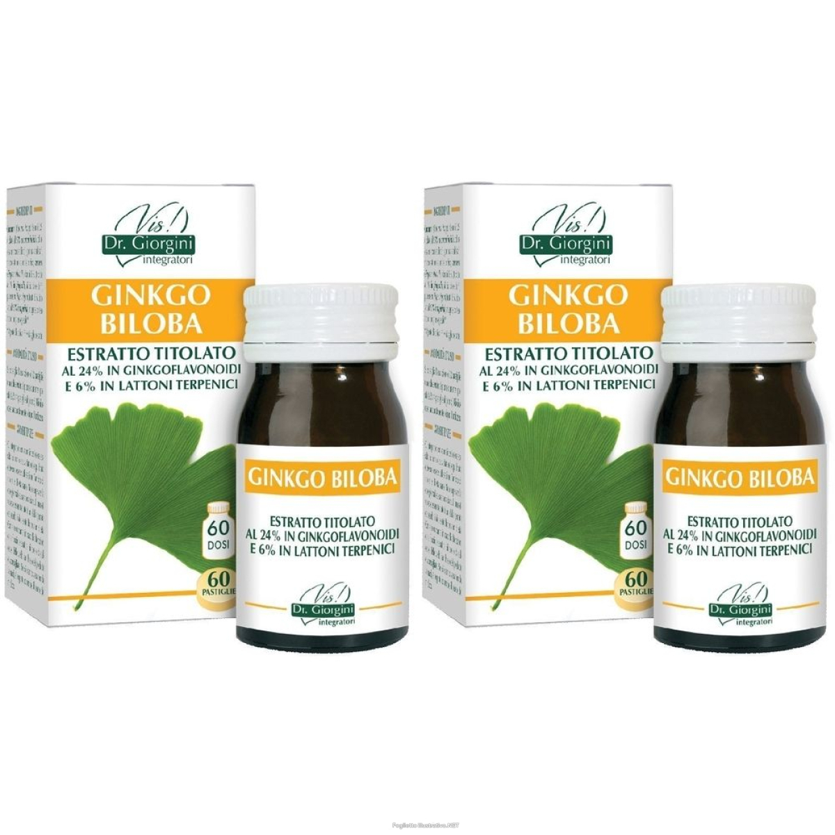 Acquista Online ginkgo biloba estratto titolato 60 pastiglie set da 2 pz e Cerca il miglior prezzo