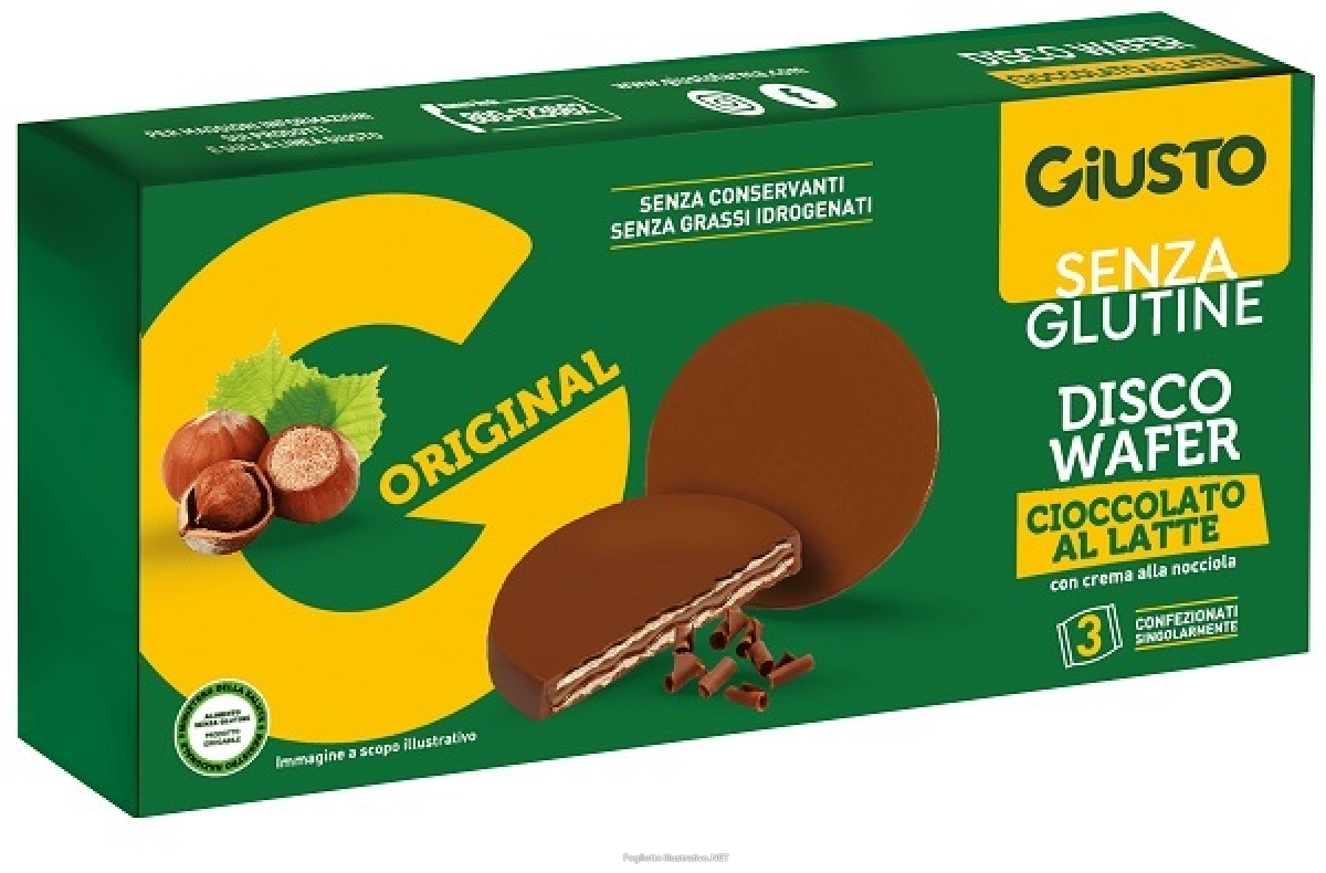 Acquista Online giusto disco wafer cioccolato al latte senza glutine 72 grammi e Cerca il miglior prezzo