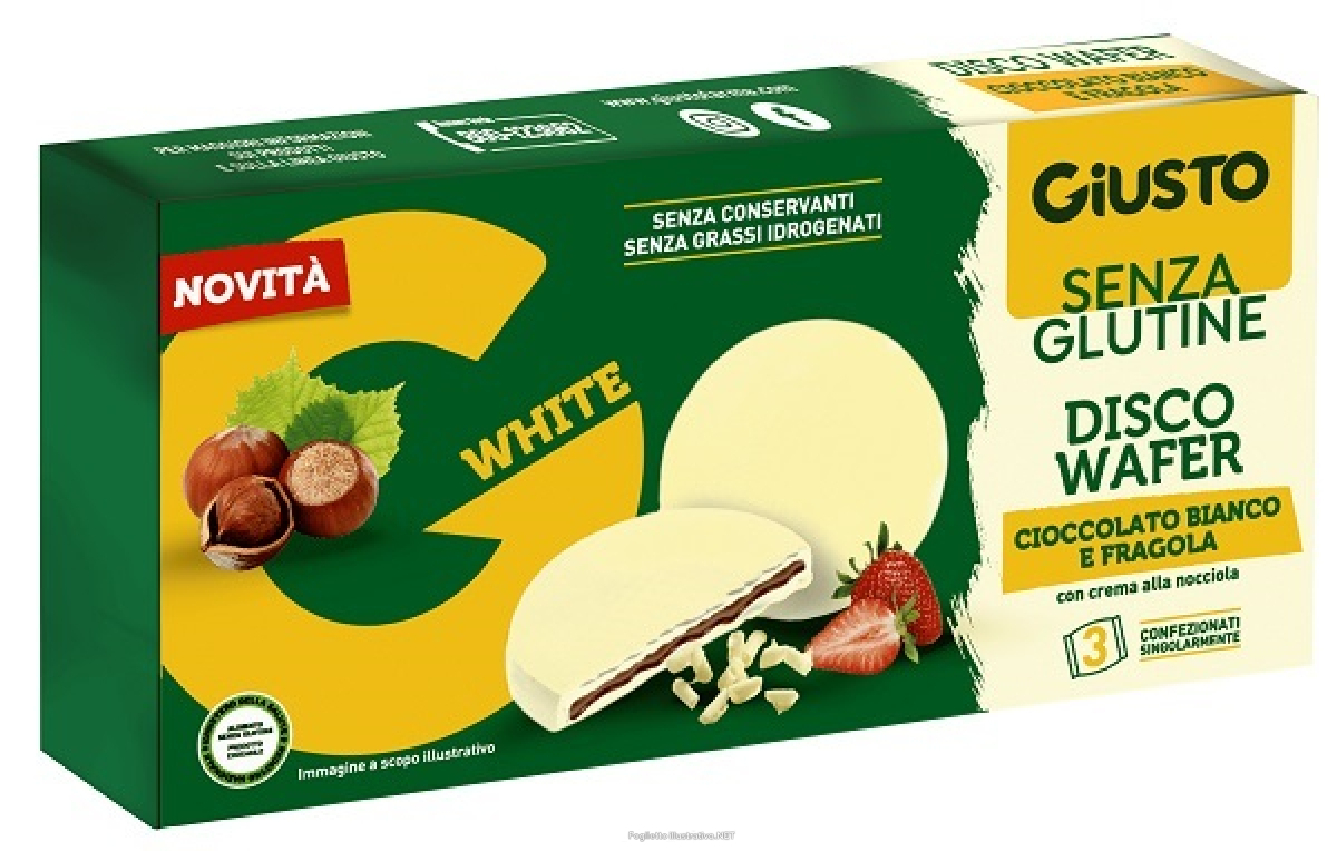 Acquista Online giusto senza glutine disco wafer cioccolato bianco e fragola 72 grammi e Cerca il miglior prezzo