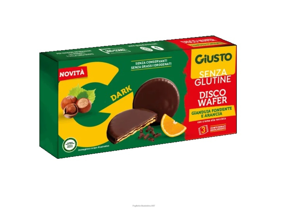 Acquista Online giusto senza glutine disco wafer cioccolato gianduia fondente e arancia 3 x 24 g e Cerca il miglior prezzo