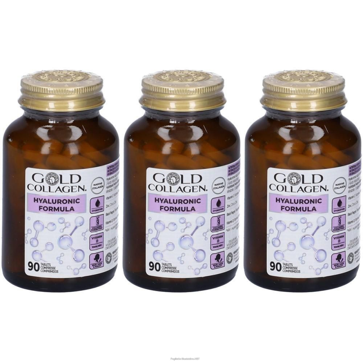 Acquista Online gold collagen hyaluronic compresse 3x78,3 g soluzione orale e Cerca il miglior prezzo