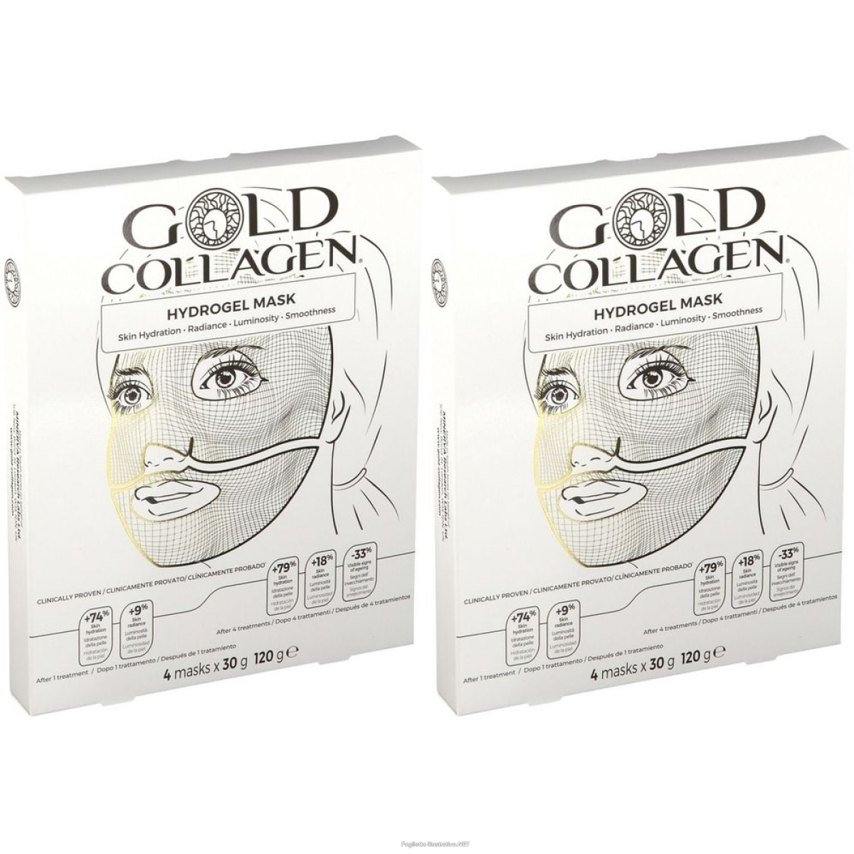 Acquista Online gold collagen® hydrogel mask set da 2 2x4 pz maschera viso e Cerca il miglior prezzo
