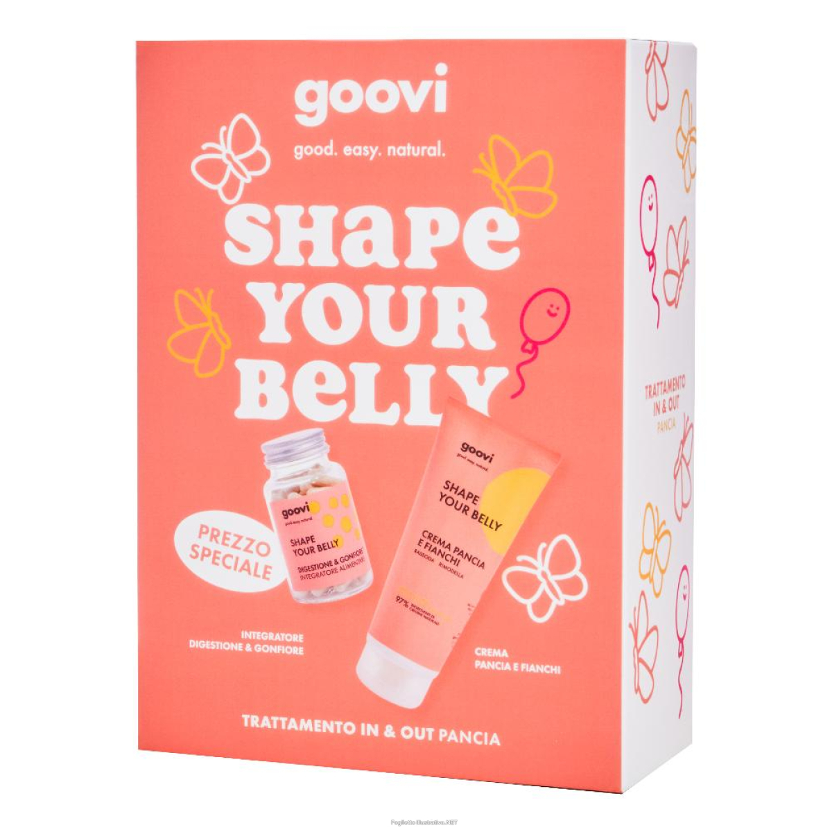 Acquista Online goovi box shape your belly kit corpo - integratore digestione & gonfiore 60 capsule + crema rimodellante pancia e fianchi 240 ml e Cerca il miglior prezzo