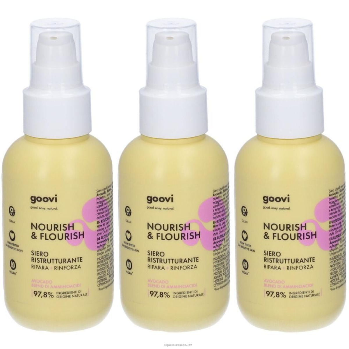 Acquista Online goovi nourish & flourish siero capelli ristrutturante 3x100 ml e Cerca il miglior prezzo