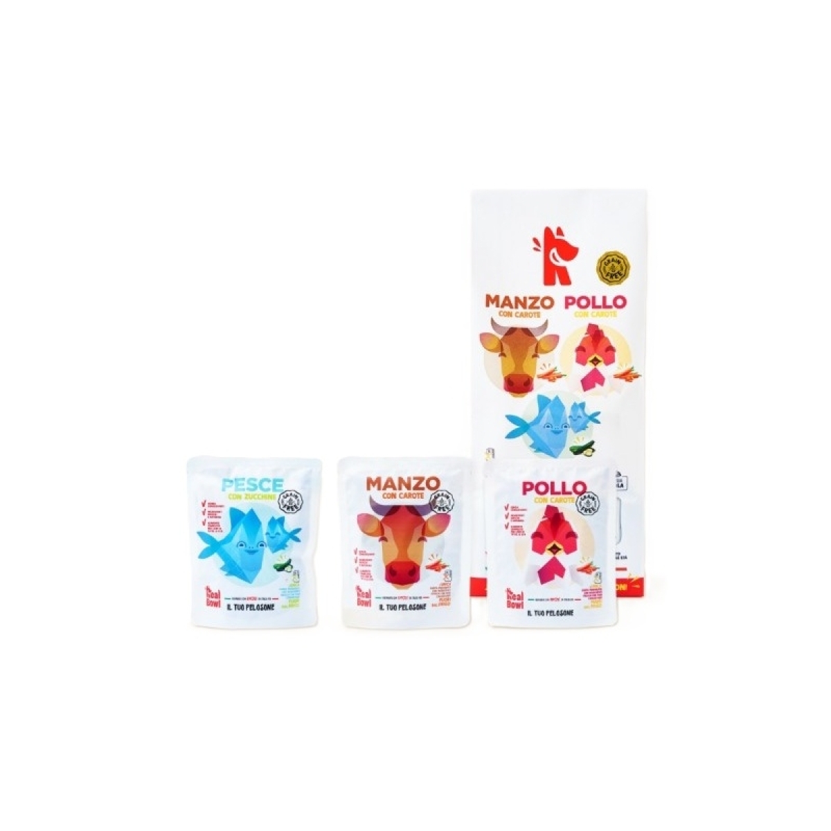 Acquista Online Grain free mix manzo pollo pesce - 14 bustine da 150 gr alimento completo per cani e Cerca il miglior prezzo