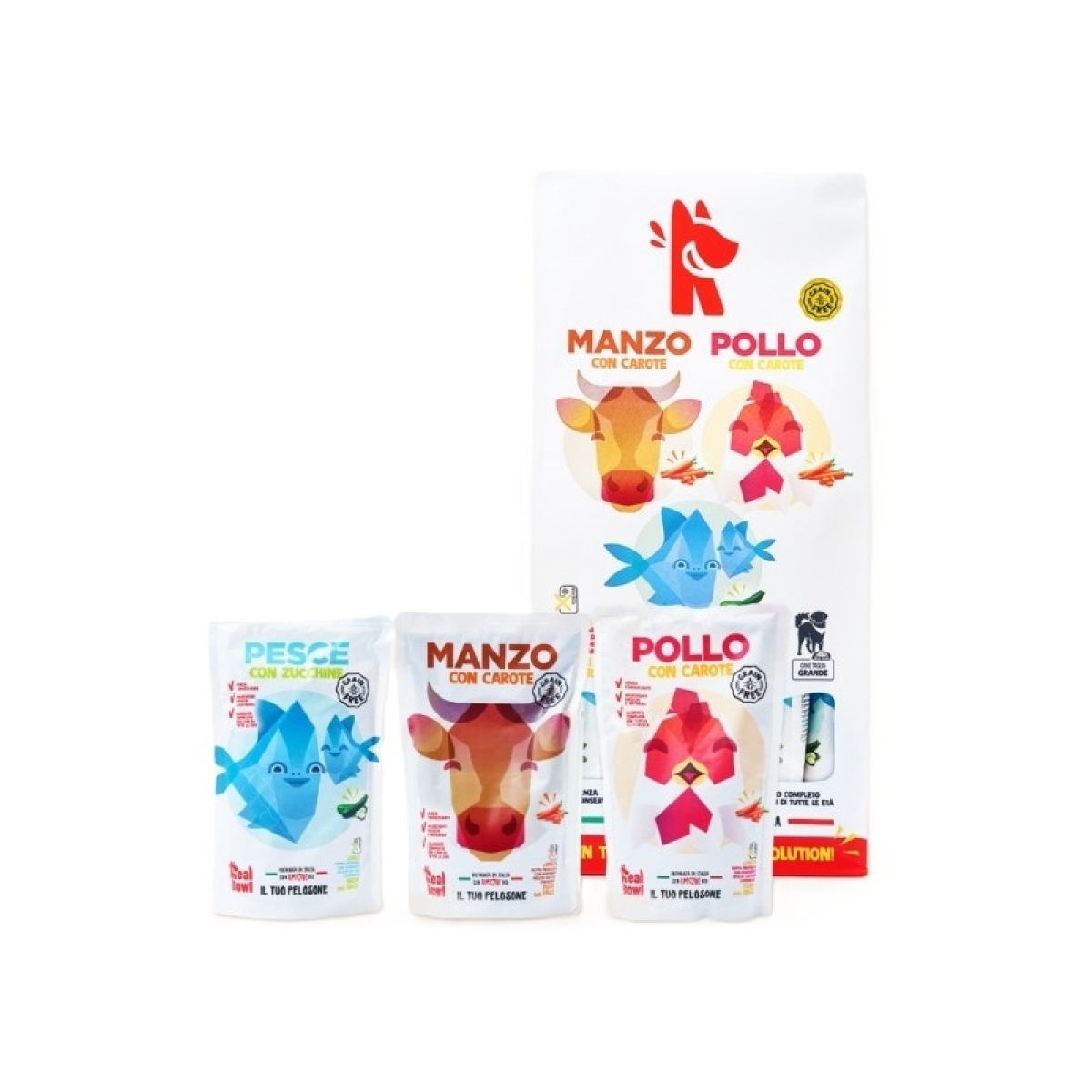 Acquista Online Grain free mix manzo pollo pesce - 14 bustine da 700 gr alimento completo per cani e Cerca il miglior prezzo
