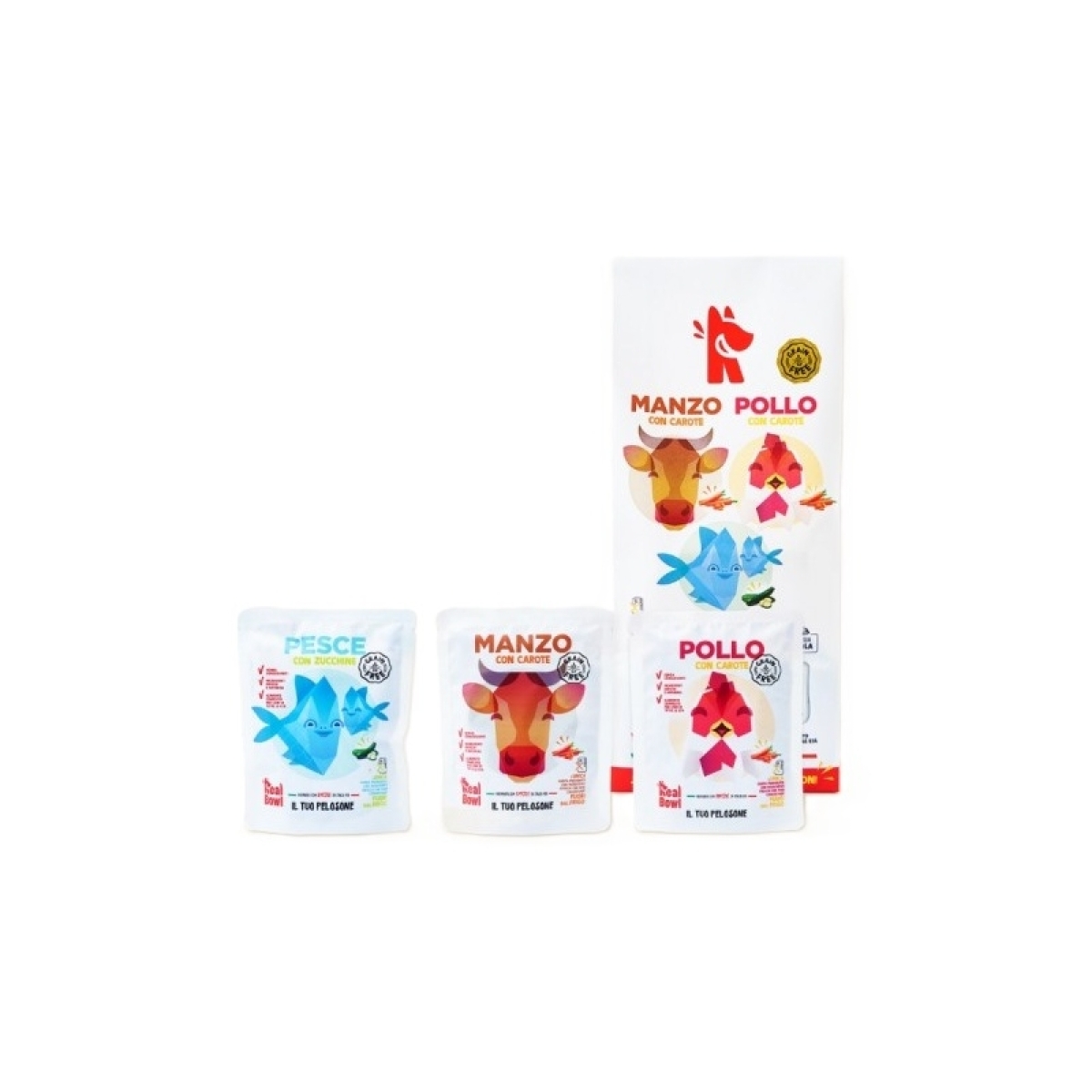 Acquista Online Grain free mix manzo pollo pesce -7 bustine da 150 gr alimento completo per cani e Cerca il miglior prezzo