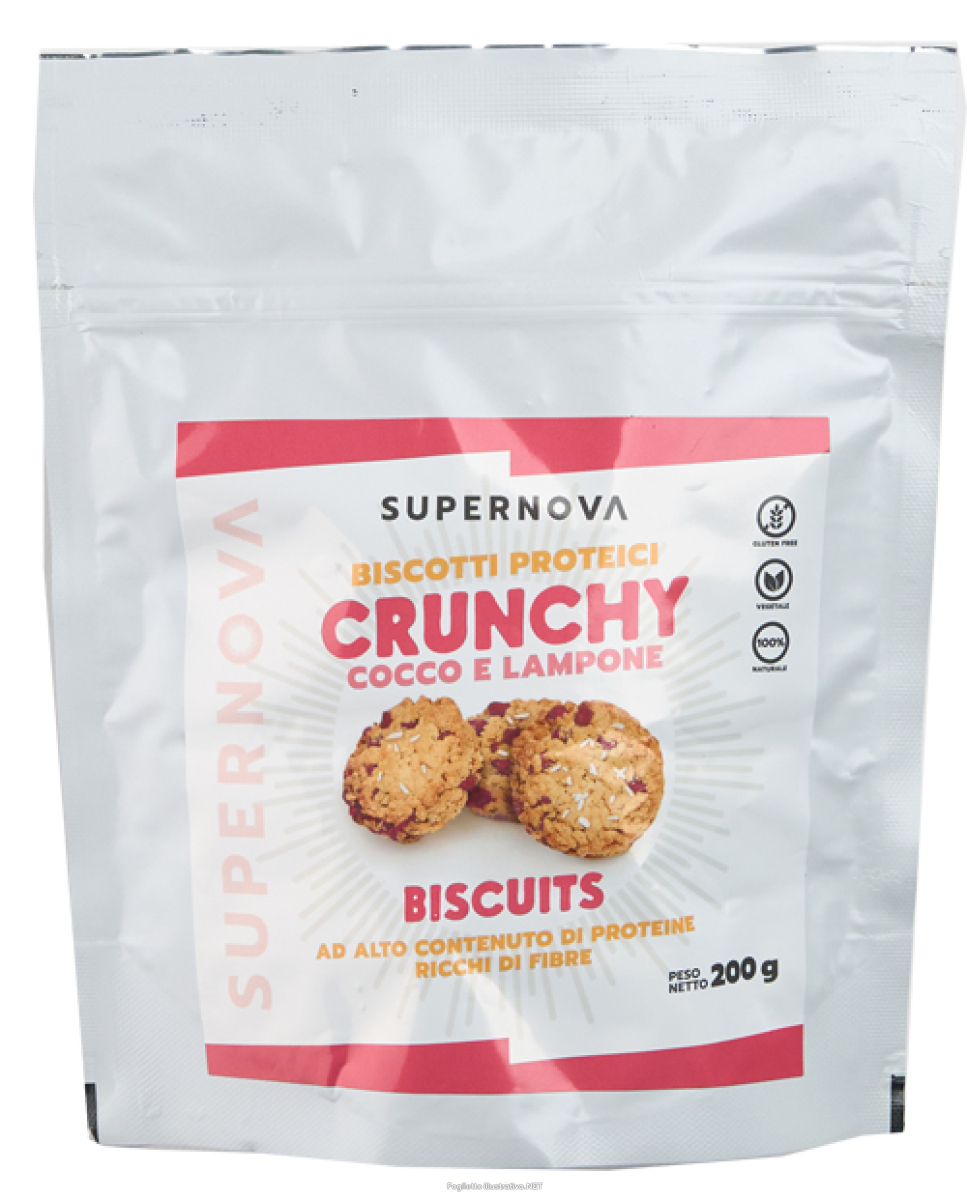 Acquista Online graziosi supernova crunchy biscotti proteici cocco e lampone senza glutine 200 grammi e Cerca il miglior prezzo