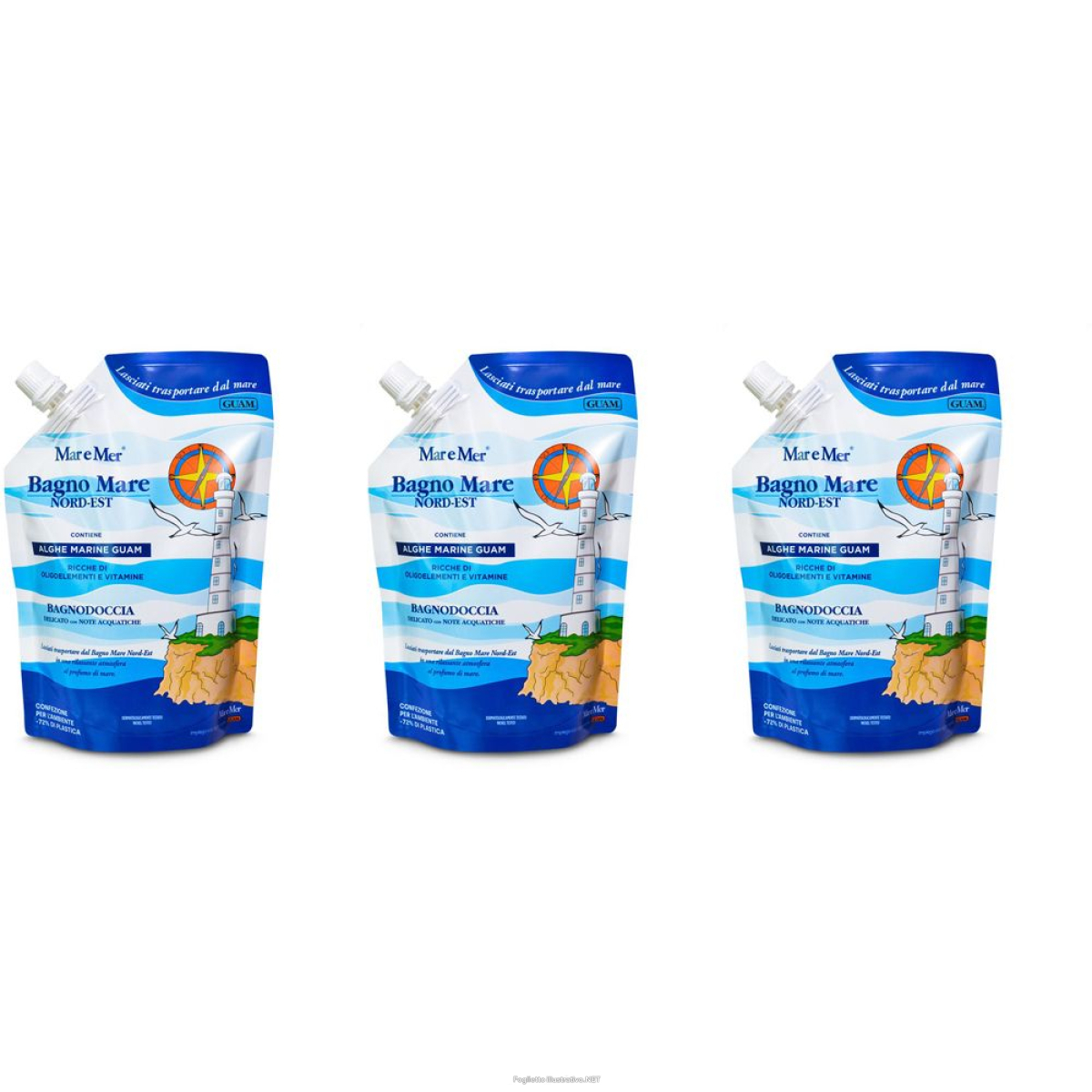 Acquista Online guam® bagno mare nord-est doccia set da 3 3x250 ml gel doccia e Cerca il miglior prezzo