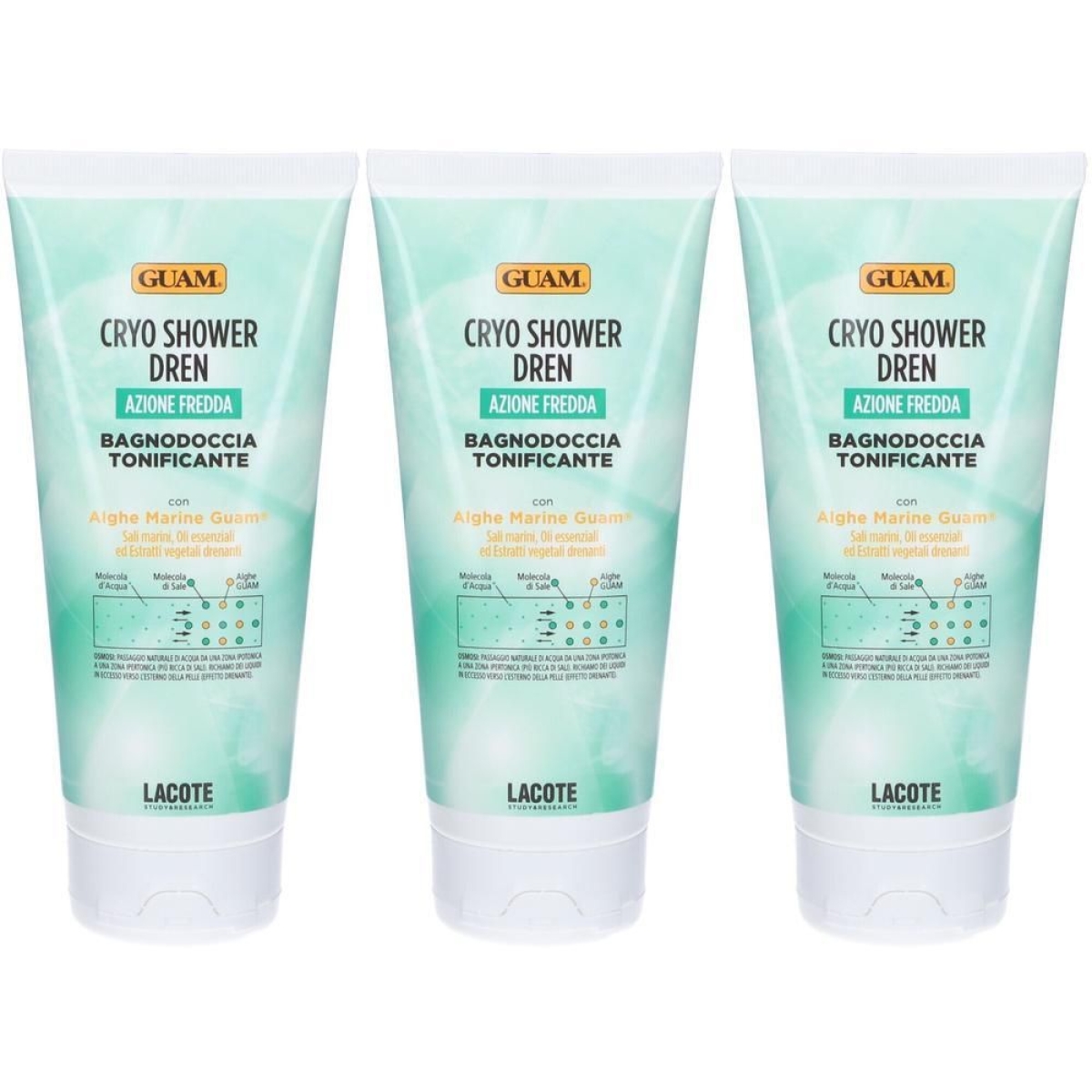 Acquista Online guam® cryo shower dren bagnodoccia tonificante 3x200 ml e Cerca il miglior prezzo