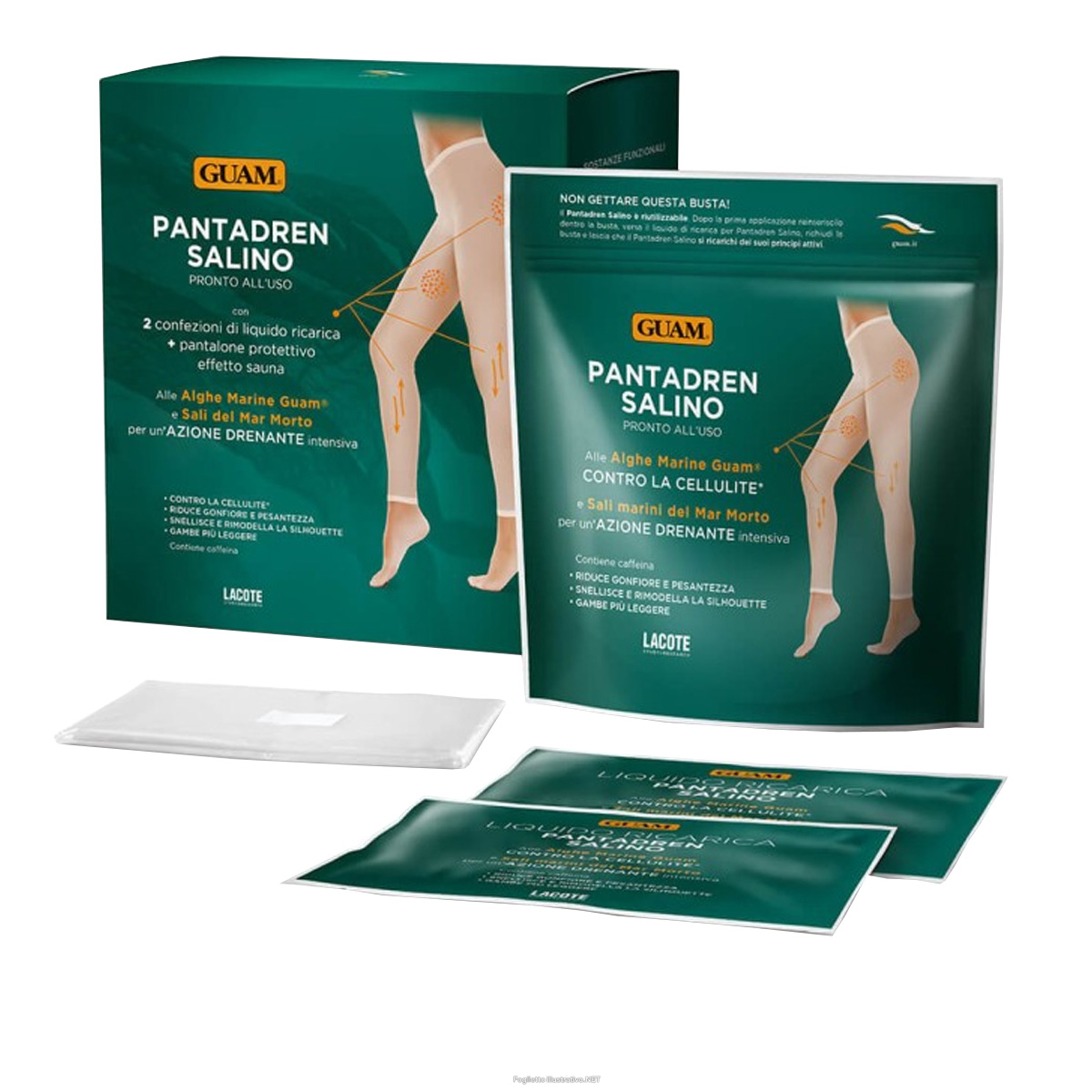 Acquista Online guam pantadren salino anti-cellulite 3 trattamenti completi + pantalone protettivo e Cerca il miglior prezzo