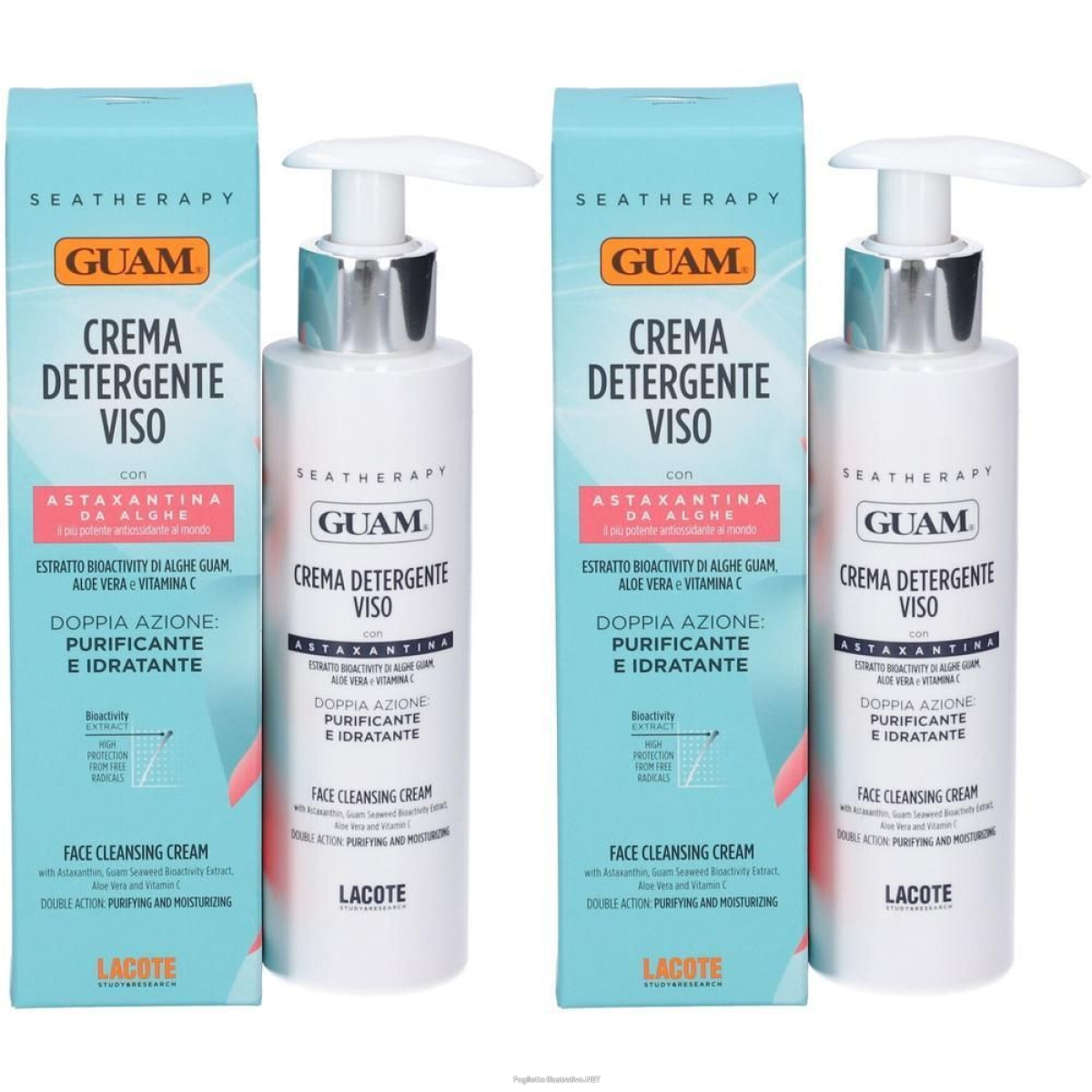 Acquista Online guam seatherapy crema detergente viso astaxantina 2x150 ml e Cerca il miglior prezzo