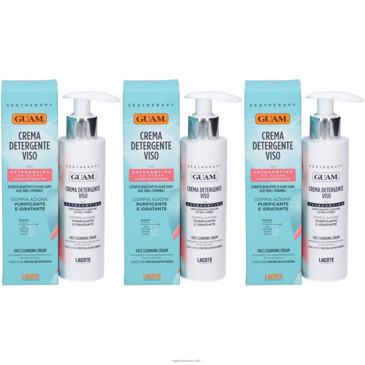 Acquista Online guam seatherapy crema detergente viso astaxantina 3x150 ml e Cerca il miglior prezzo