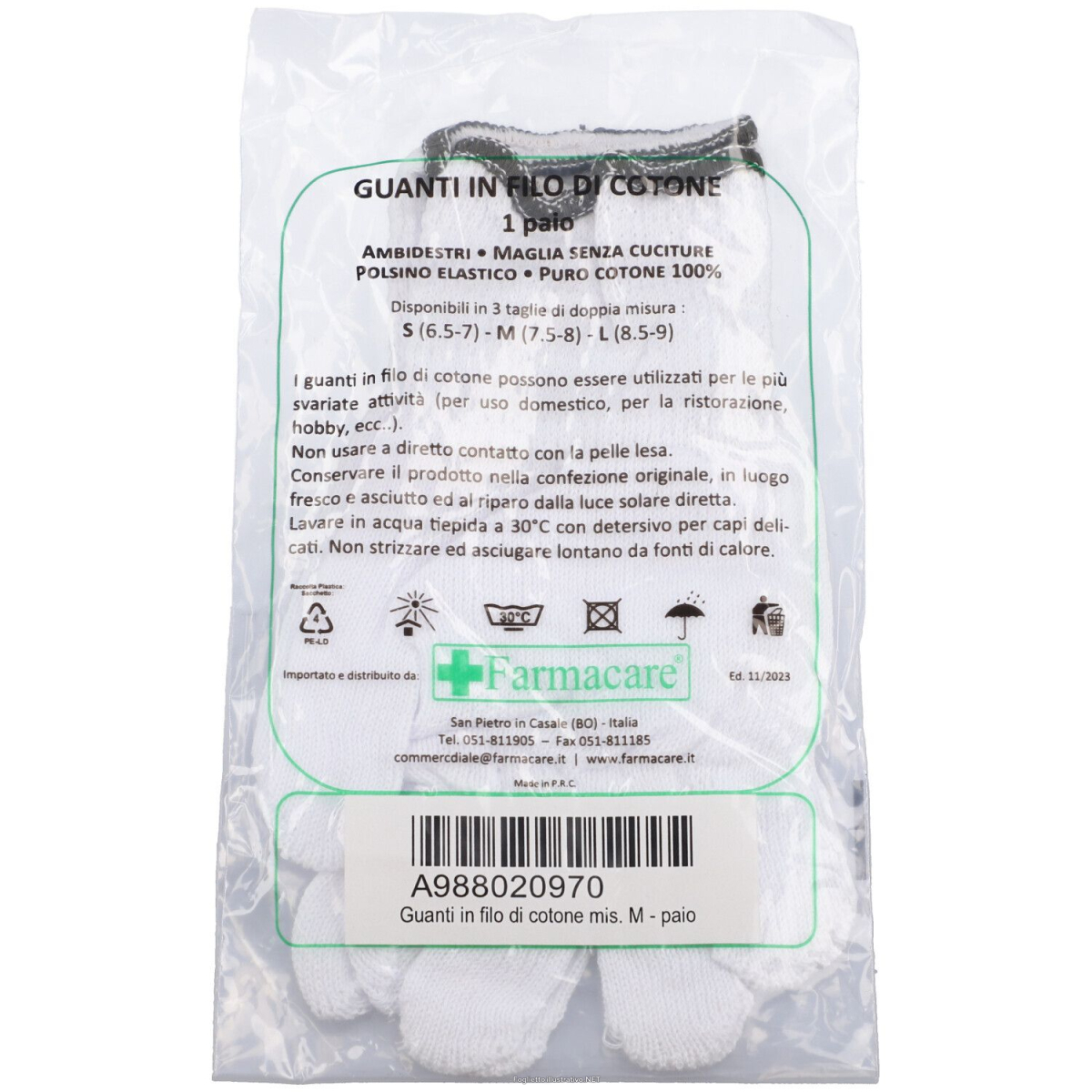 Acquista Online guanti filo cotone 100% taglie 7,5-8 media polsino colore verde 1 paio e Cerca il miglior prezzo