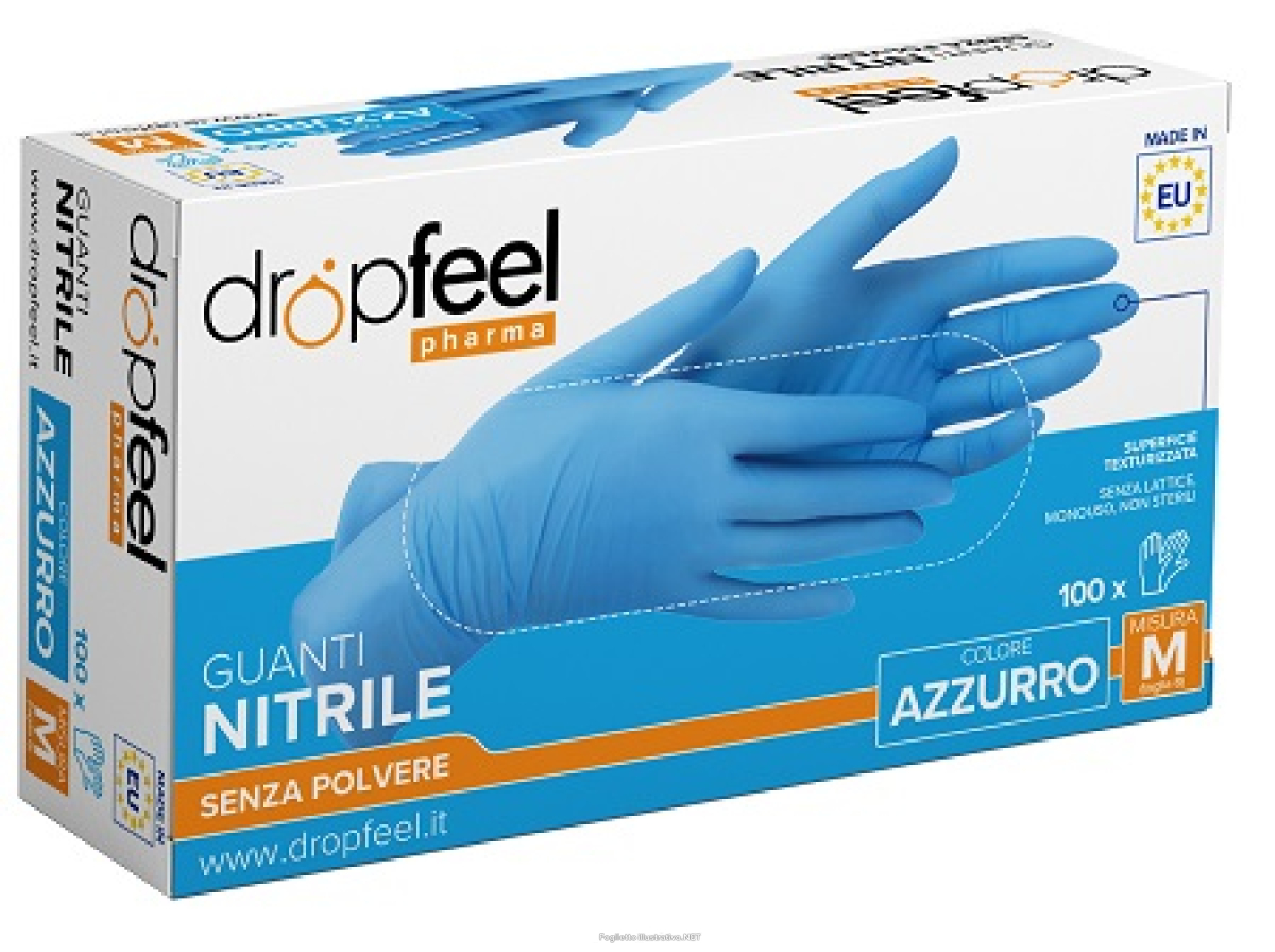 Acquista Online guanto in nitrile dropfeel senza polvere azzurro taglia m 100 pezzi e Cerca il miglior prezzo