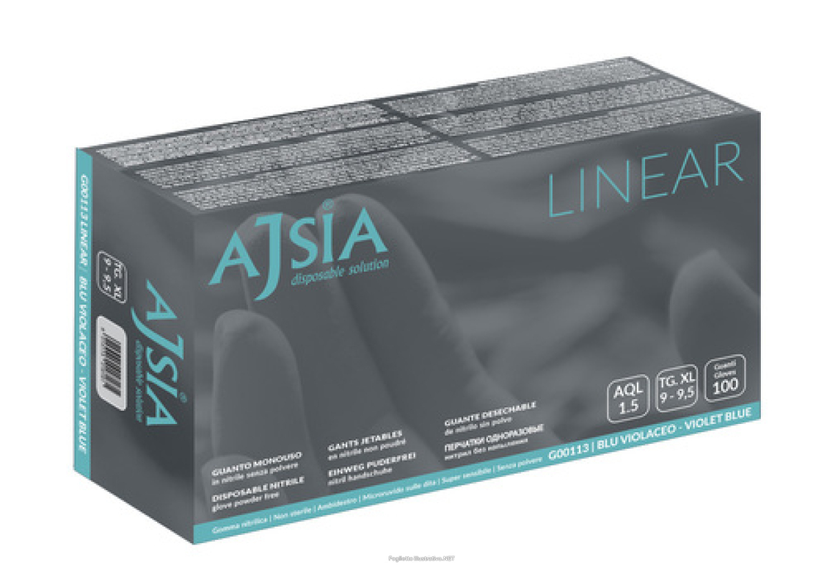 Acquista Online guanto monouso in nitrile senza polvere ajsia linear blu violaceo extralarge 100 pezzi e Cerca il miglior prezzo