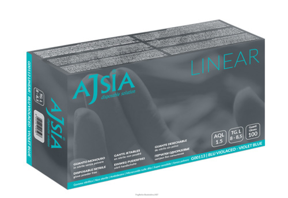 Acquista Online guanto monouso in nitrile senza polvere ajsia linear blu violaceo large 100 pezzi e Cerca il miglior prezzo