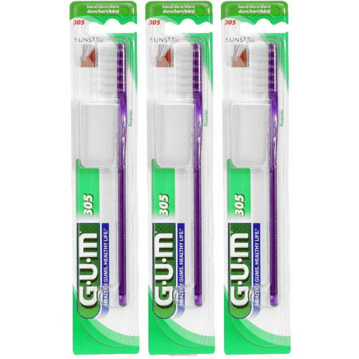 Acquista Online gum® classic 305 spazzolino duro set da 3 3x1 pz denti e Cerca il miglior prezzo