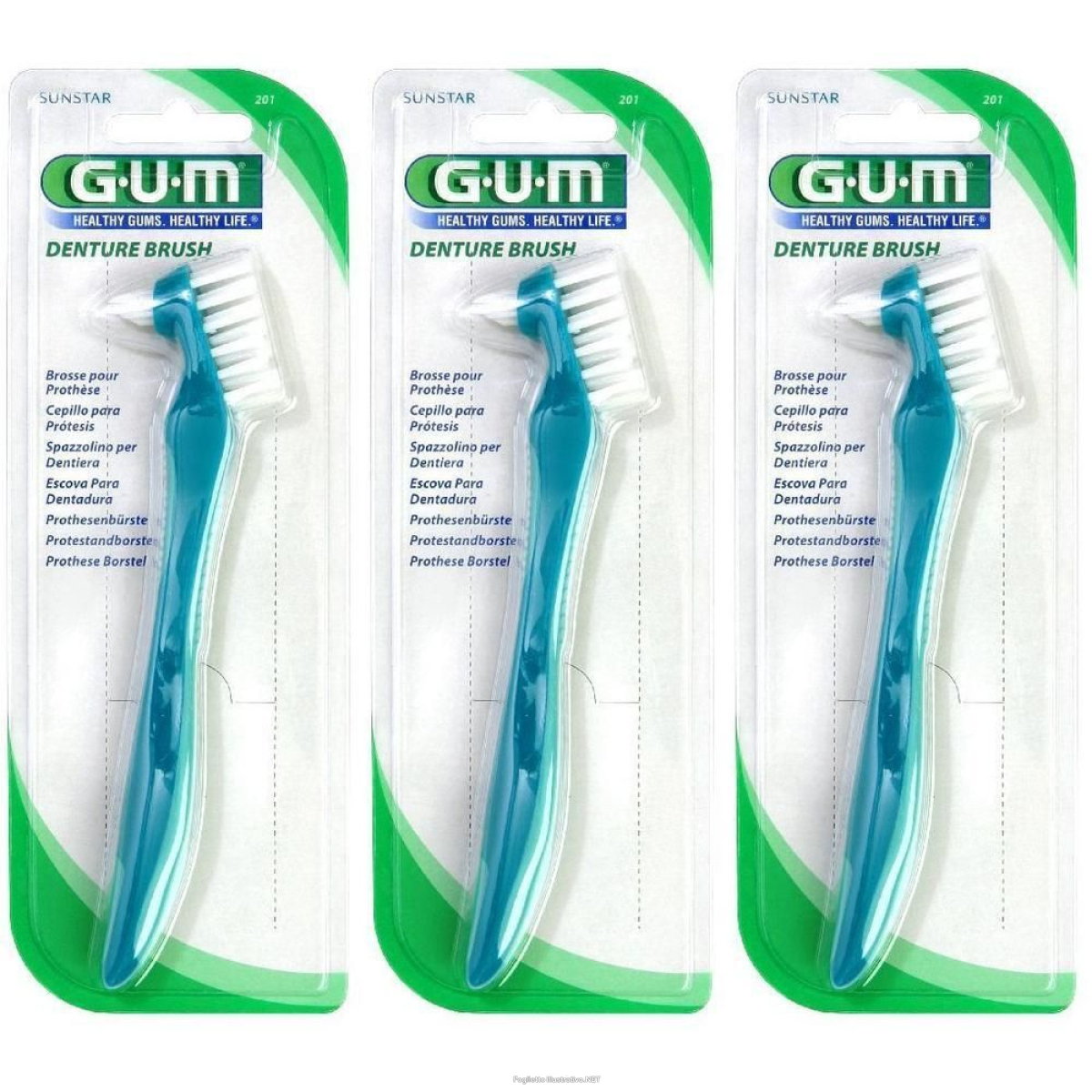 Acquista Online gum® denture brush 3x1 pz spazzolino da denti e Cerca il miglior prezzo
