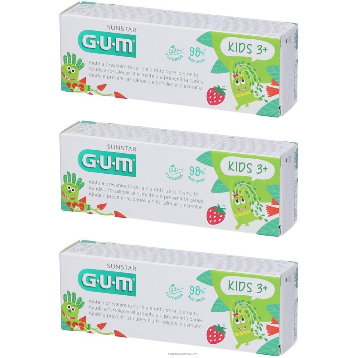 Acquista Online gum kids monster dentifricio bimbi 3+ 3x50 ml e Cerca il miglior prezzo