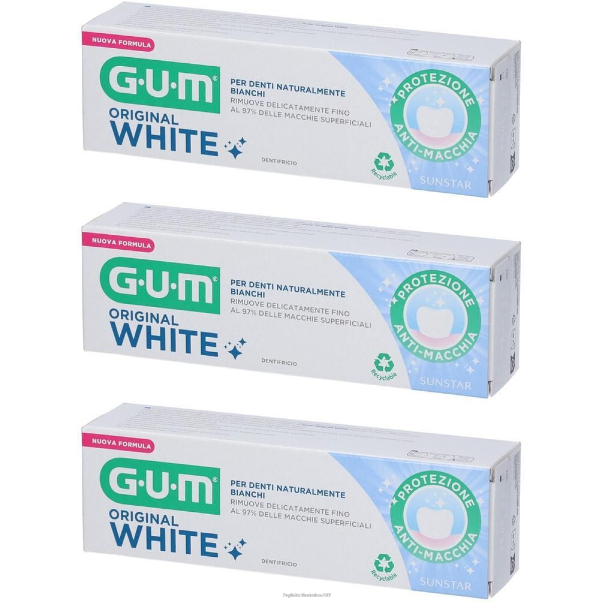 Acquista Online gum original white dentifricio 3x75 ml e Cerca il miglior prezzo