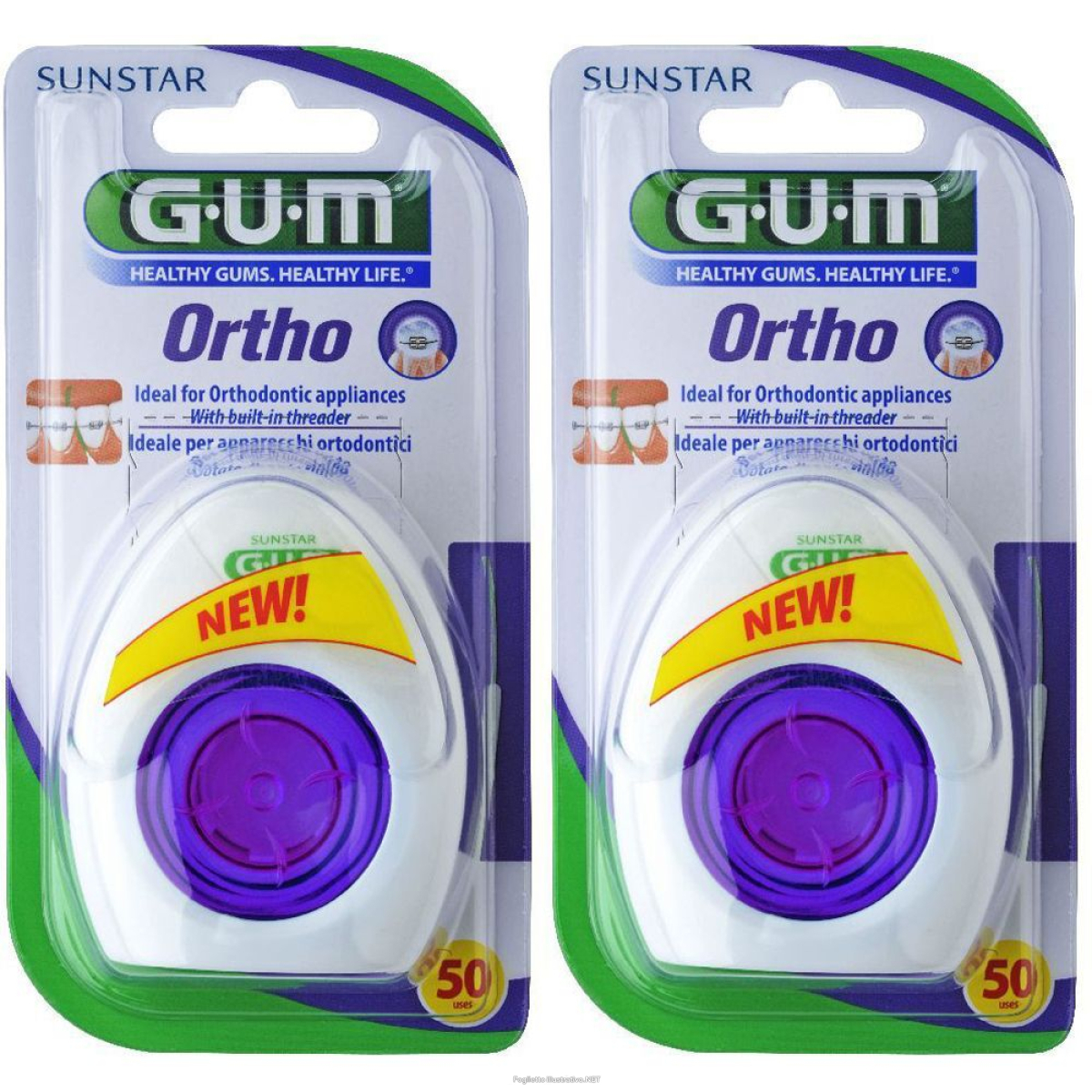 Acquista Online gum® ortho filo interdentale set da 2 2x50 m e Cerca il miglior prezzo