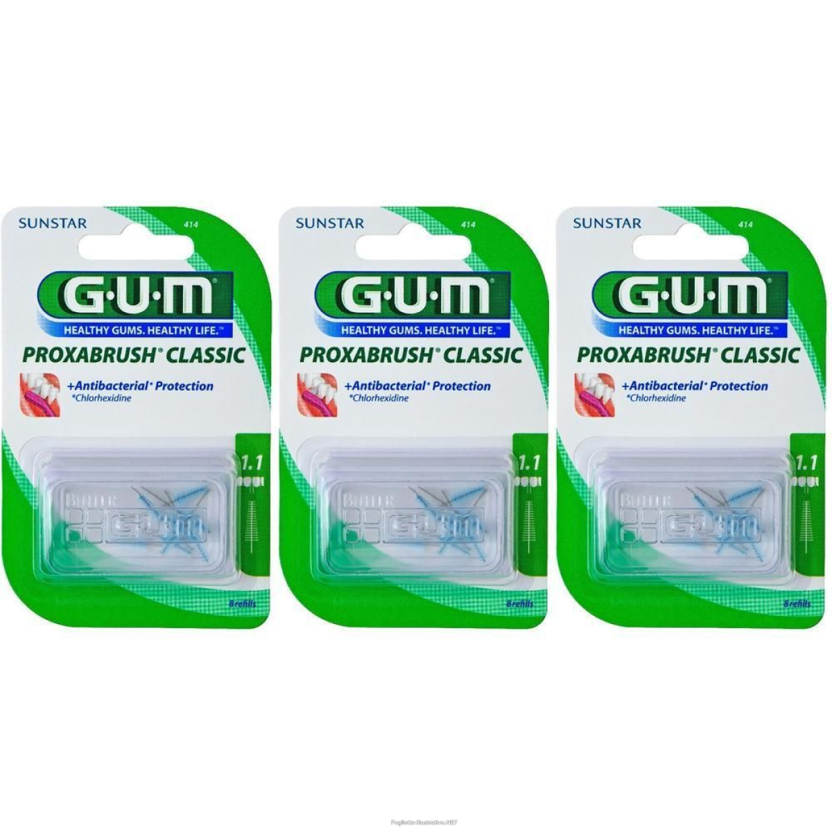 Acquista Online gum® proxabrush classic 1,1 mm iso 3 ricambio 3x8 pz spazzolino da den e Cerca il miglior prezzo