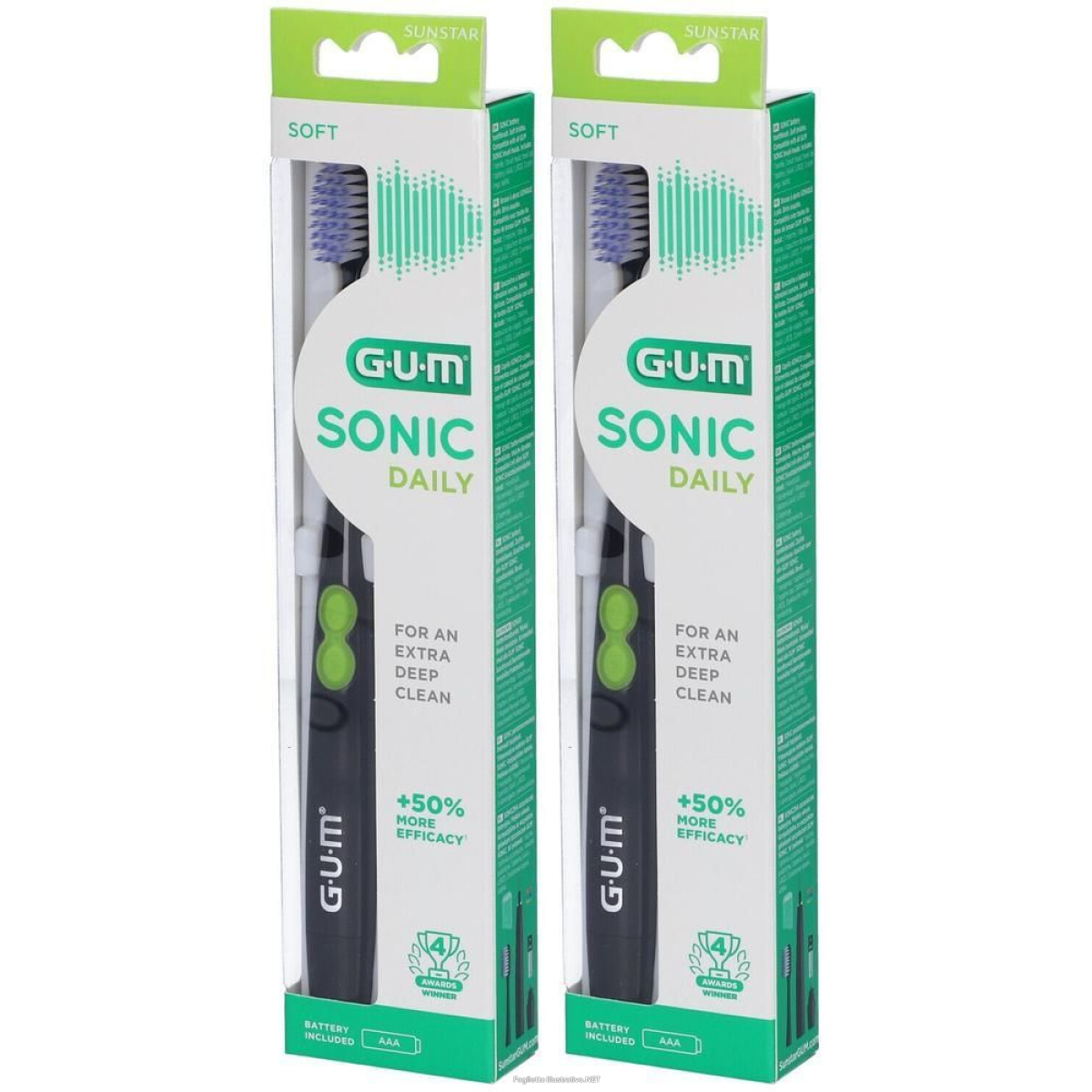Acquista Online gum® sonic daily black 4100 spazzolino elettrico a batteria 2x1 st e Cerca il miglior prezzo