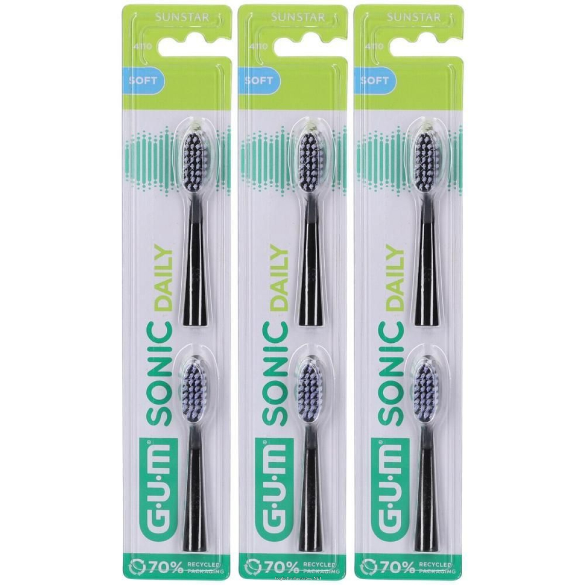 Acquista Online gum® sonic daily spazzolino di ricambio nero 3x1 st e Cerca il miglior prezzo