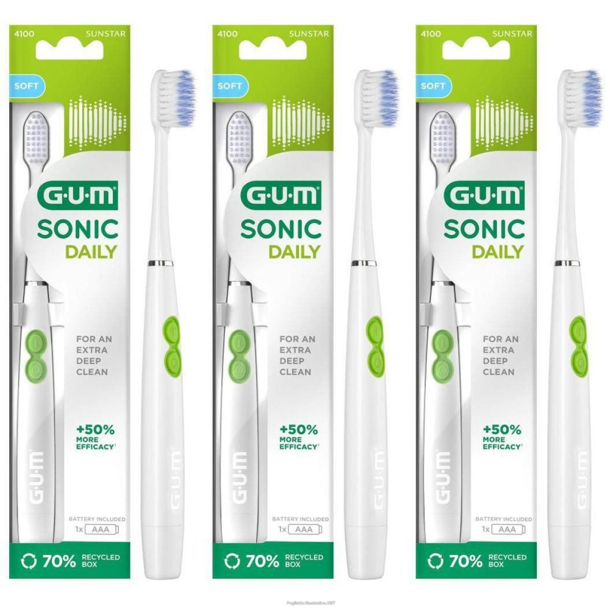 Acquista Online gum sonic daily spazzolino elettrico a batteria - bianco 3x1 st e Cerca il miglior prezzo