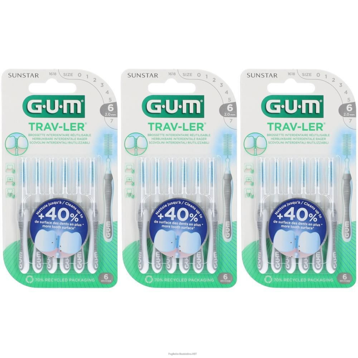 Acquista Online gum® trav-ler scovolino 2,0 mm iso 6 3x6 pz spazzolino da denti e Cerca il miglior prezzo
