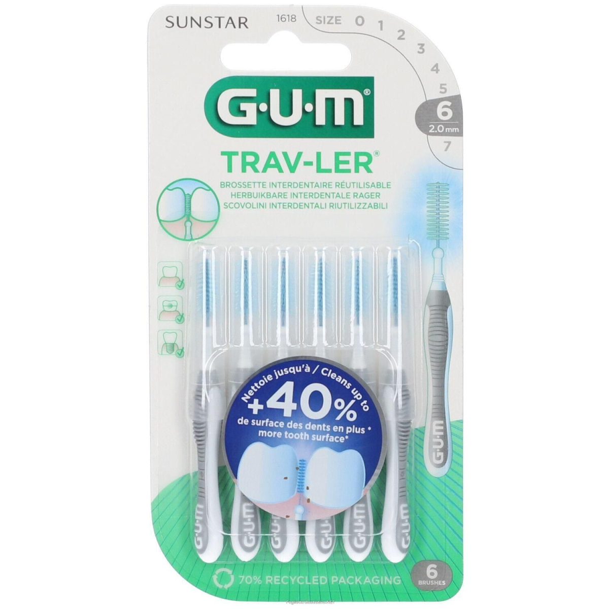 Acquista Online gum® trav-ler scovolino 2,0 mm iso 6 4x6 pz spazzolino da denti e Cerca il miglior prezzo