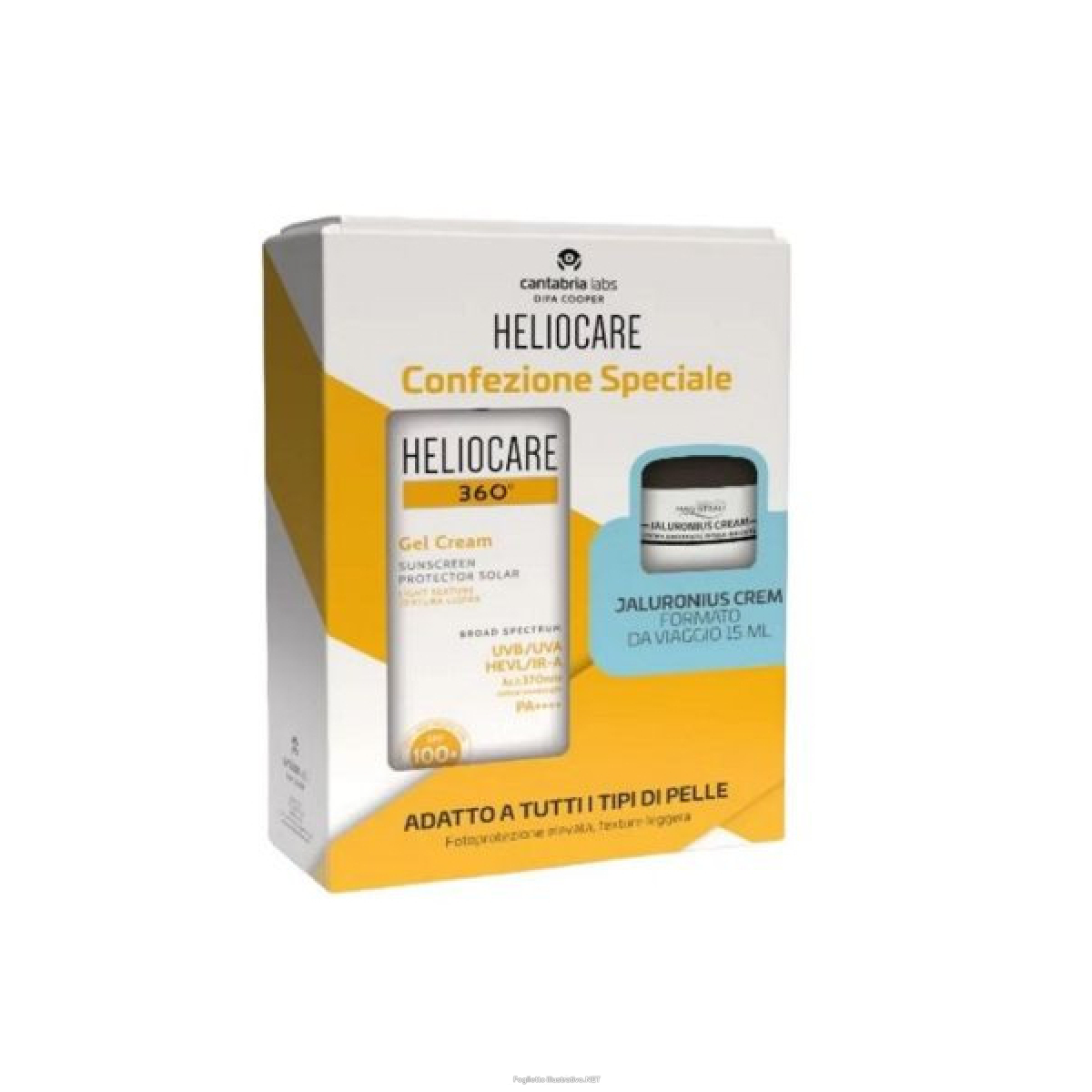 Trova prezzi di heliocare 360 gel crema solare spf100+ 50ml e jaluronius cream idratante formato viaggio 15ml e compra online