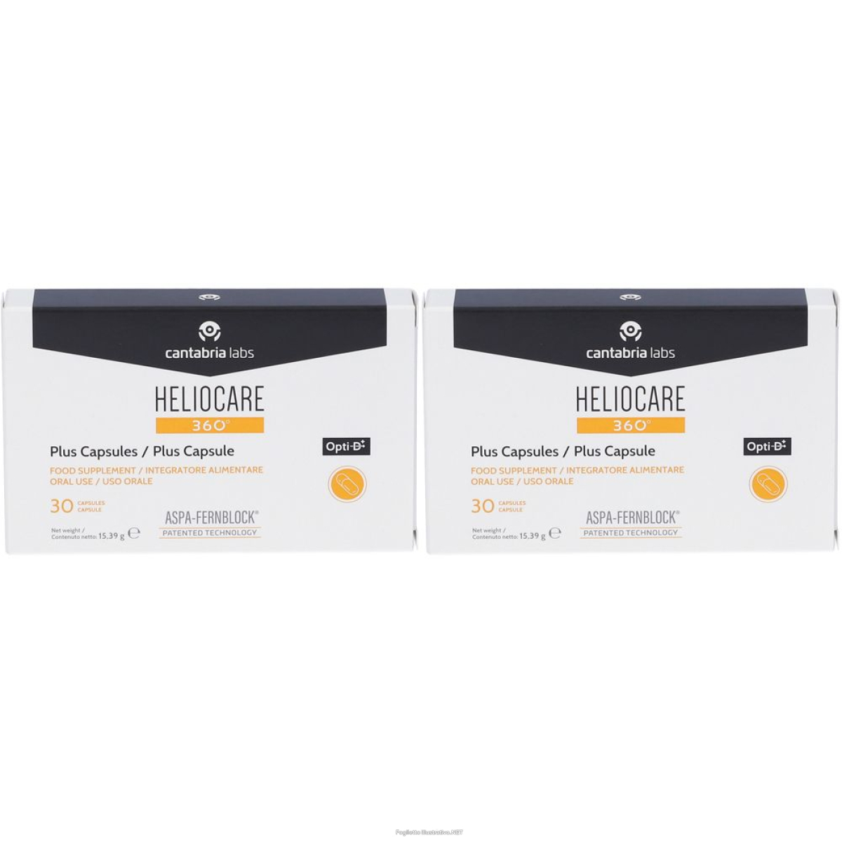 Trova prezzi di heliocare 360° plus capsule opti-d set da 2 2x15,39 g e compra online
