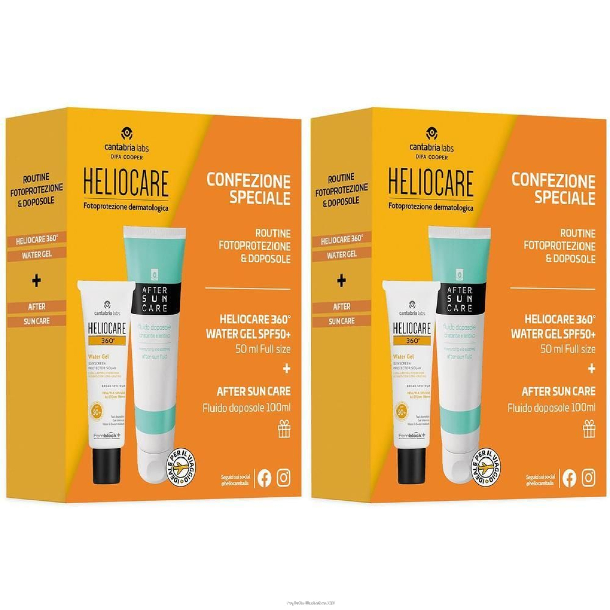 Trova prezzi di heliocare 360° water gel spf50+ + after sun care formato viaggio 2x150 e compra online