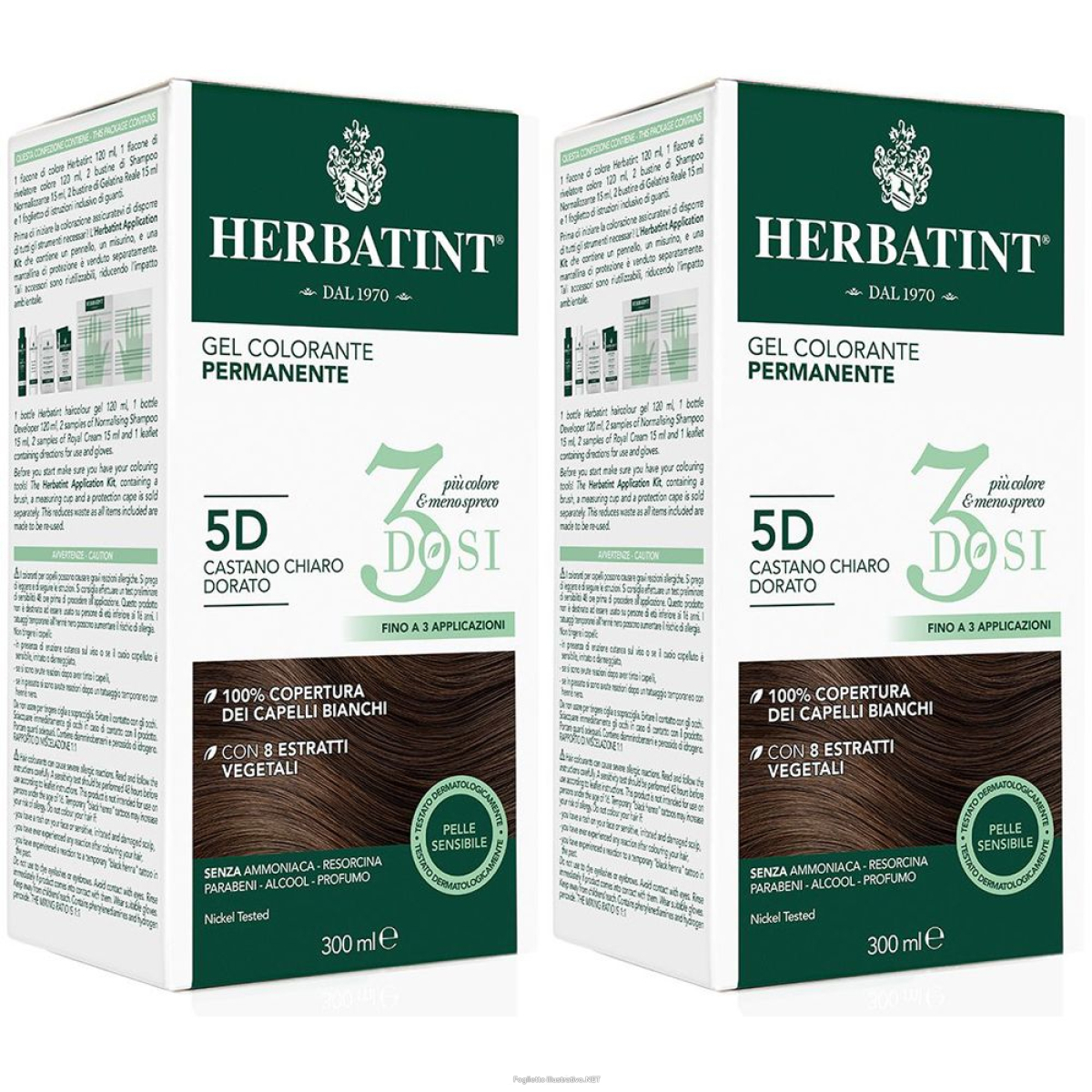 Trova prezzi di herbatint® 3 dosi 5d castano dorato set da 2 2x300 ml tintura e compra online