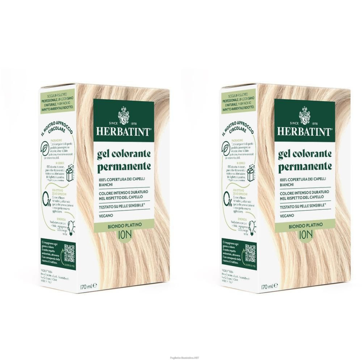 Trova prezzi di herbatint gel colorante permanente 10n biondo platino 2x170 ml e compra online