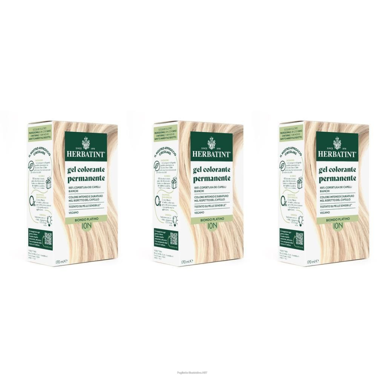 Trova prezzi di herbatint gel colorante permanente 10n biondo platino 3x170 ml e compra online