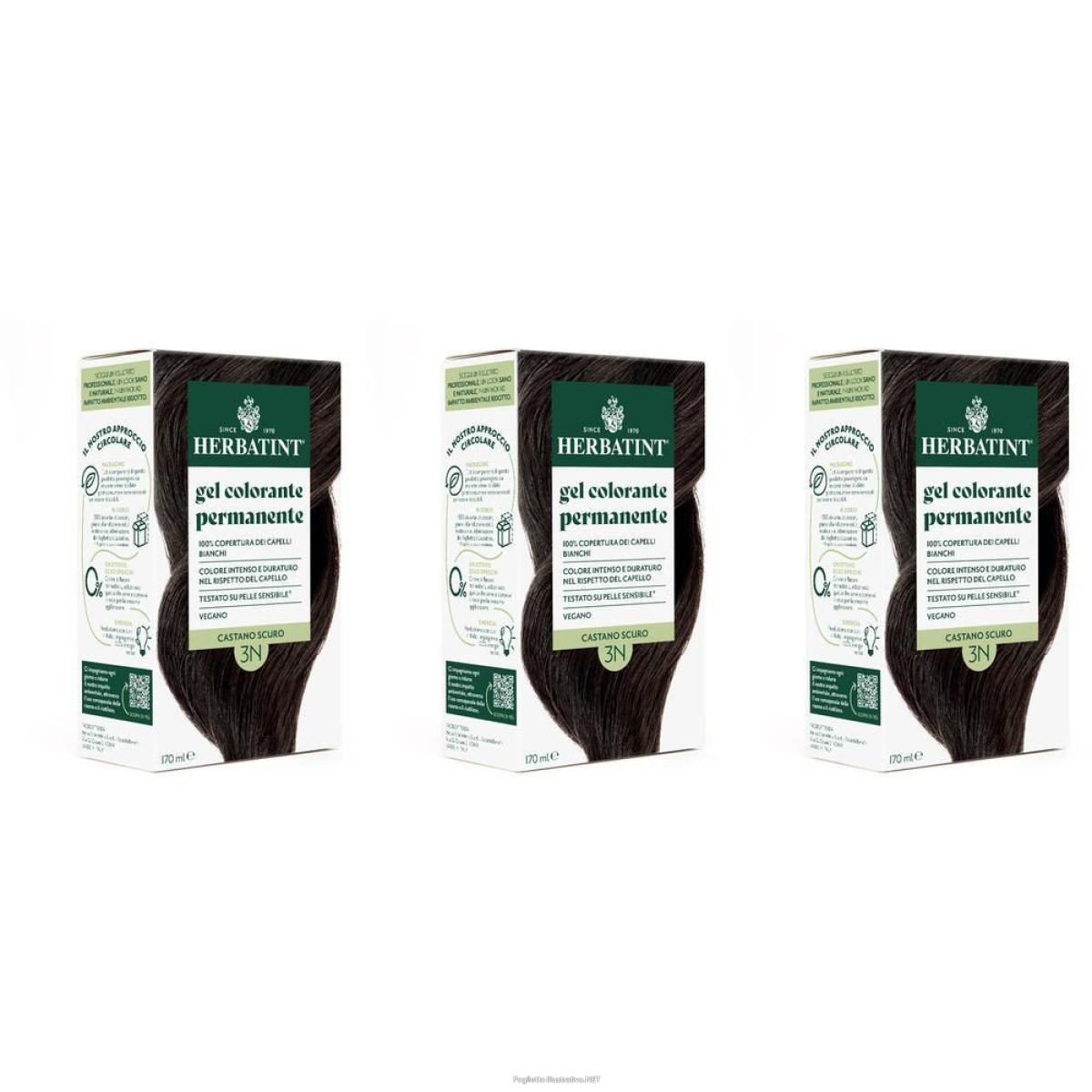 Trova prezzi di herbatint gel colorante permanente 3n castano scuro 3x170 ml e compra online