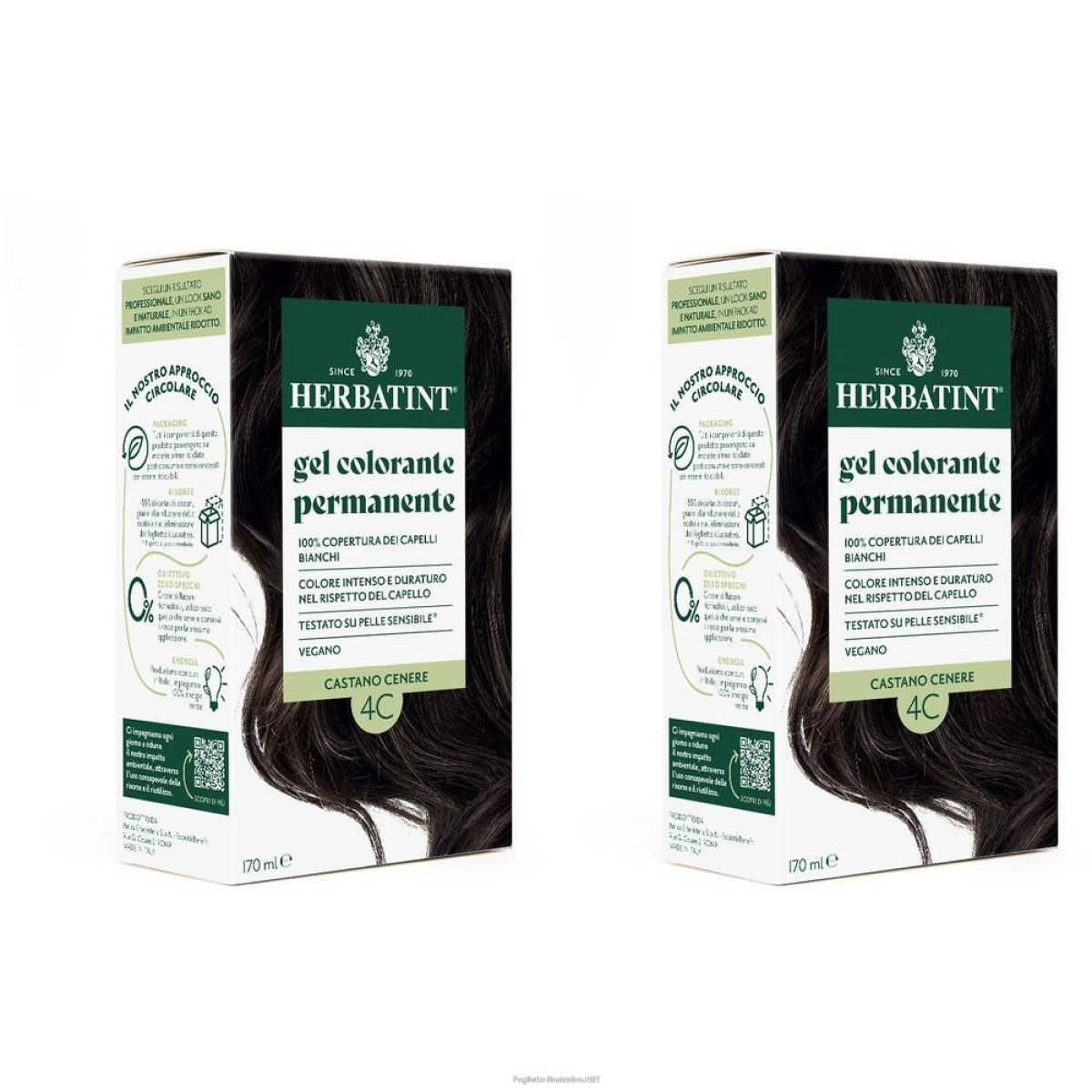 Trova prezzi di herbatint gel colorante permanente 4c castano cenere 2x170 ml e compra online