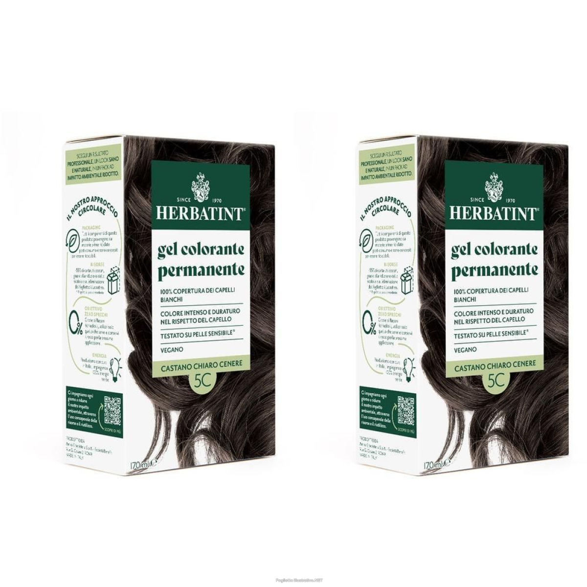 Trova prezzi di herbatint gel colorante permanente 5c castano chiaro cenere 2x170 ml e compra online