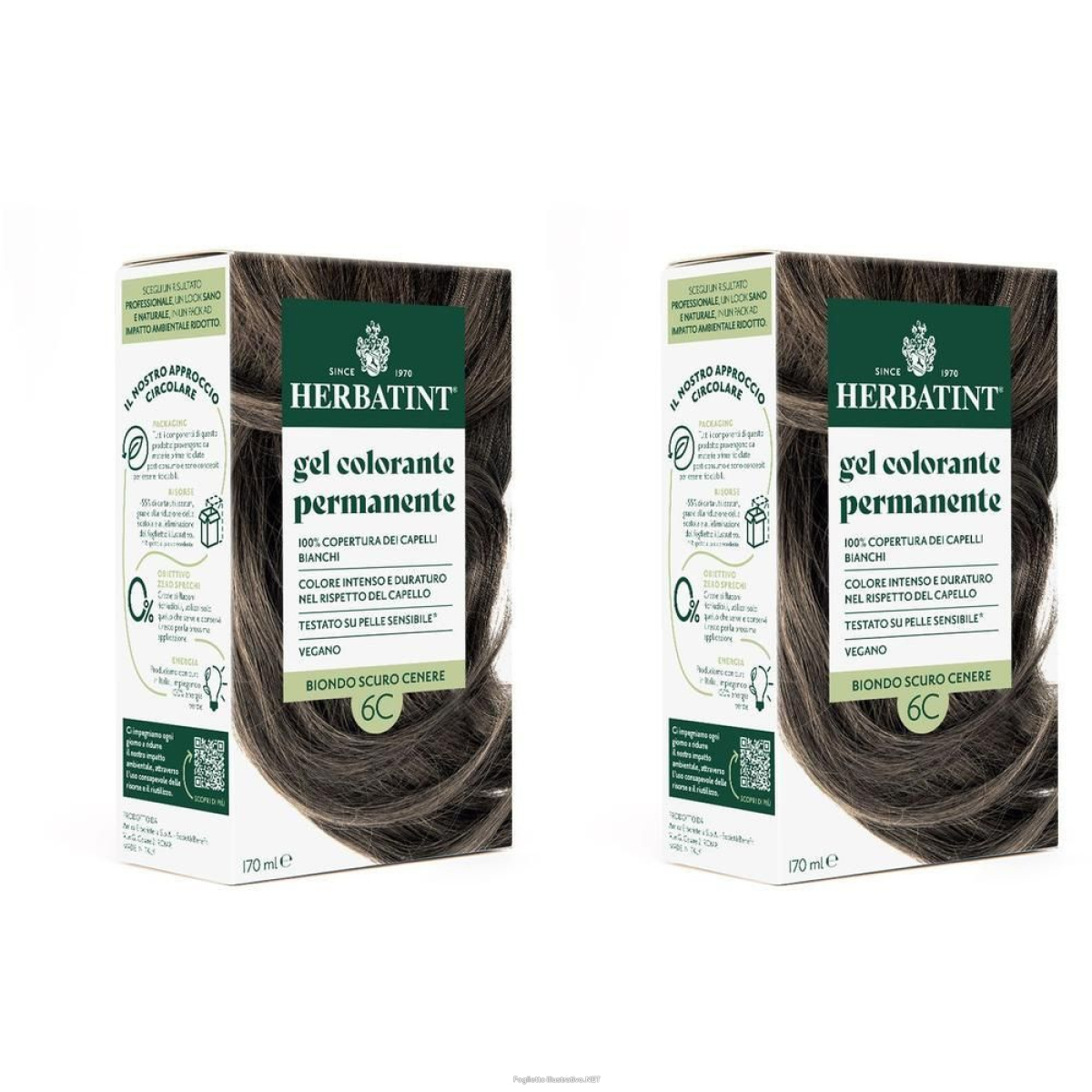 Trova prezzi di herbatint gel colorante permanente 6c biondo scuro cenere 2x170 ml e compra online