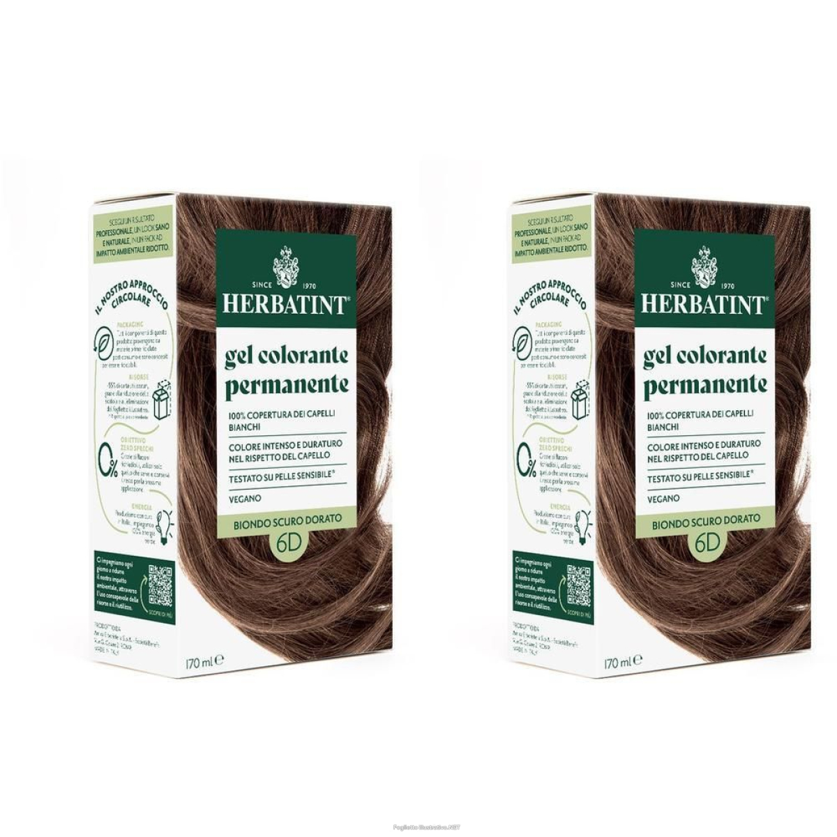 Trova prezzi di herbatint gel colorante permanente 6d biondo scuro dorato 2x170 ml e compra online
