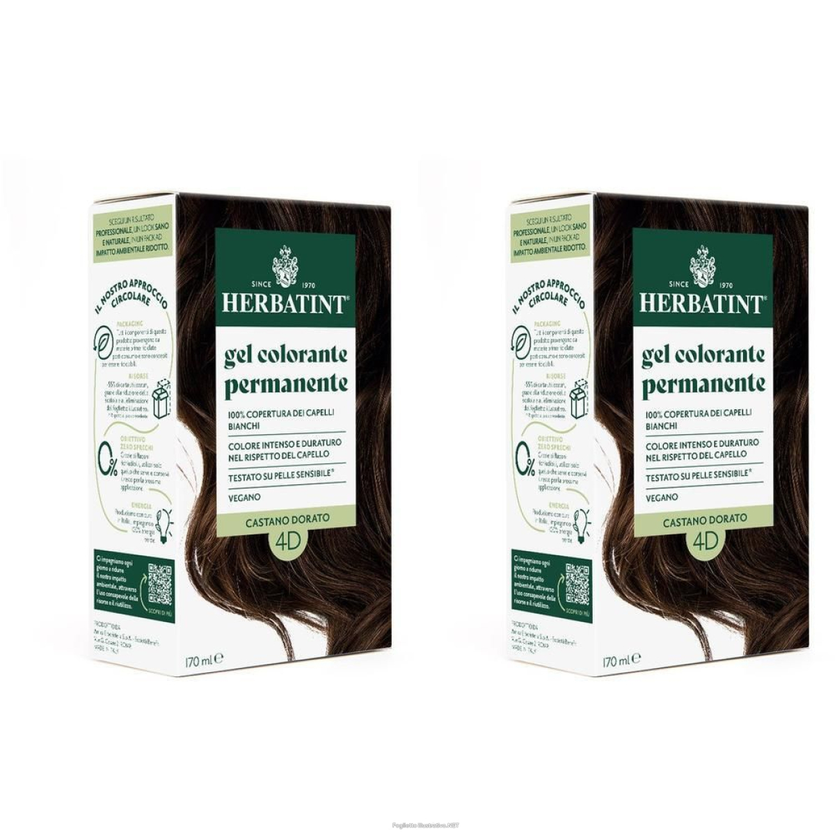 Trova prezzi di herbatint gel colorante permanente colore 4d castano dorato 2x170 ml e compra online