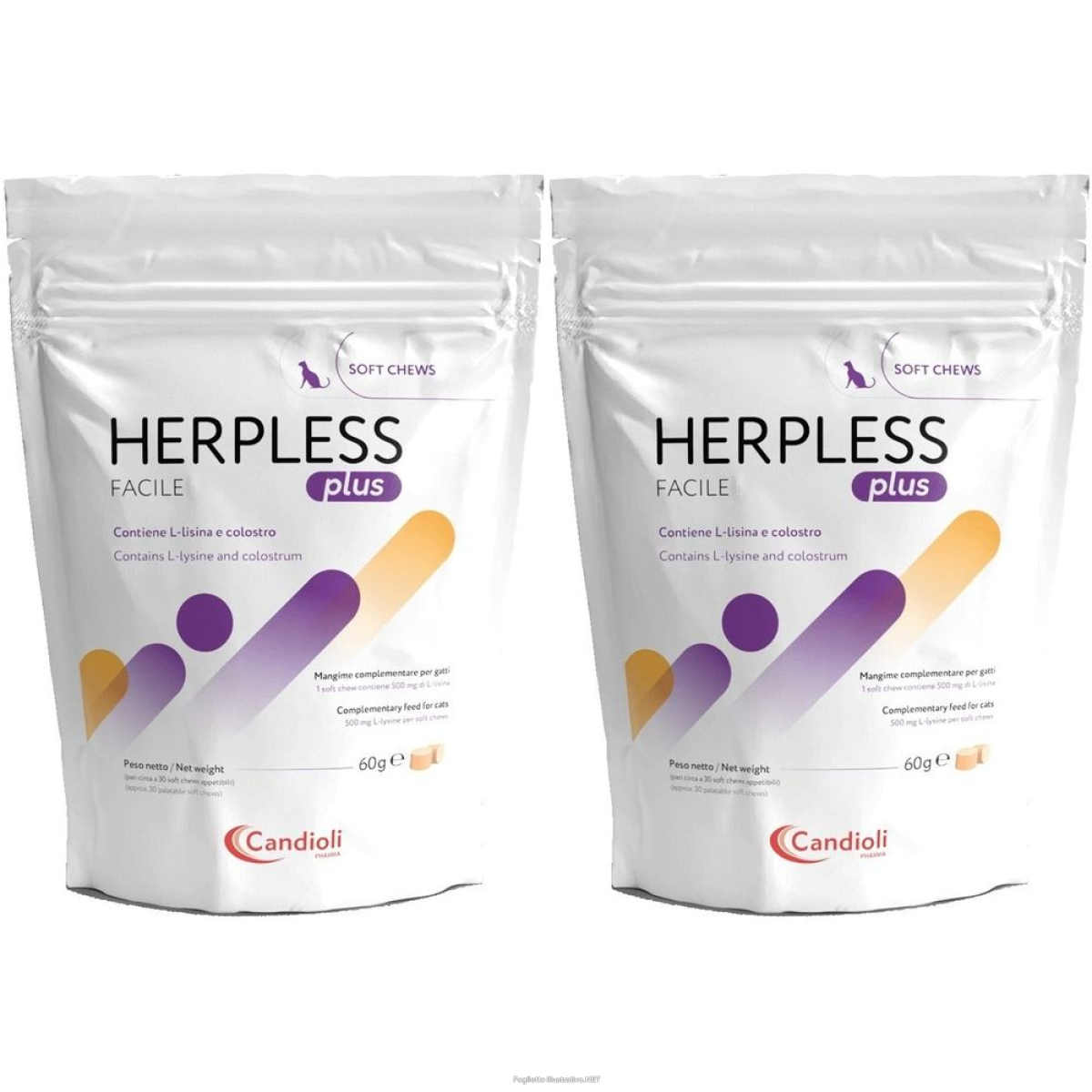 Trova prezzi di herpless plus facile 30 soft chews set da 2 2x60 g caramelle e compra online