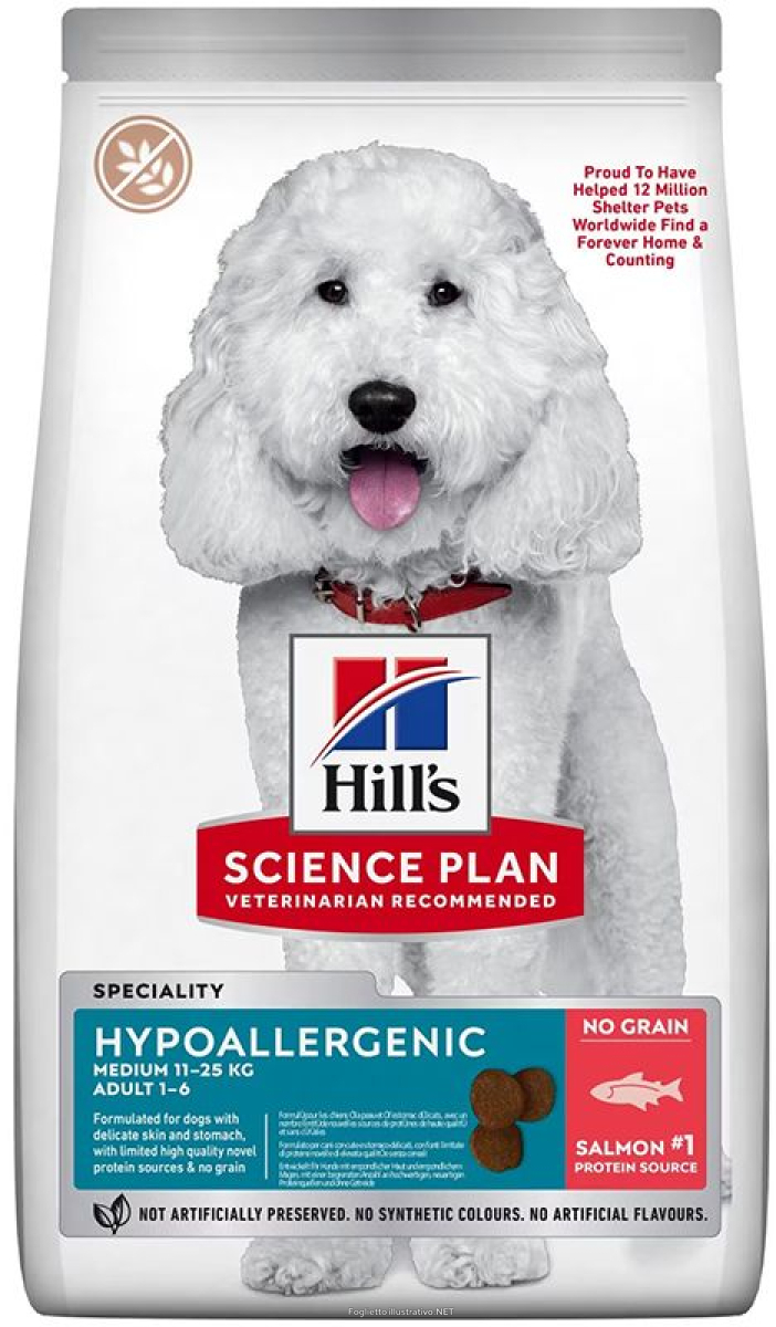 Trova prezzi di hill's science plan hypoallergenic adult crocchette al salmone per cani taglia media sacco 2,5 kg 3148 e compra online